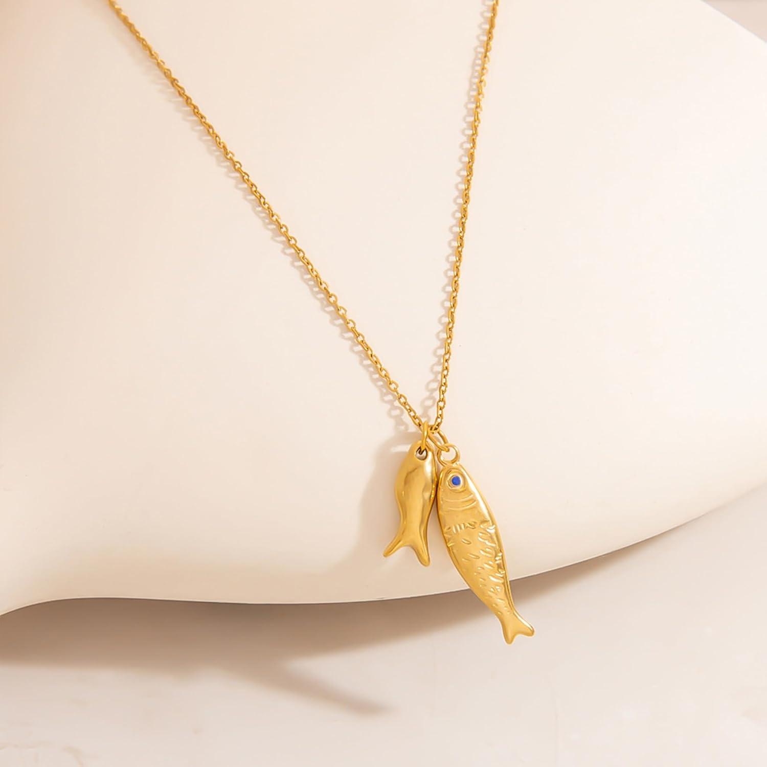 Gold Fish Pendant Necklace for Women Trendy Beach Charm Sardine Necklaces Dainty Summer Jewelry - Image 5