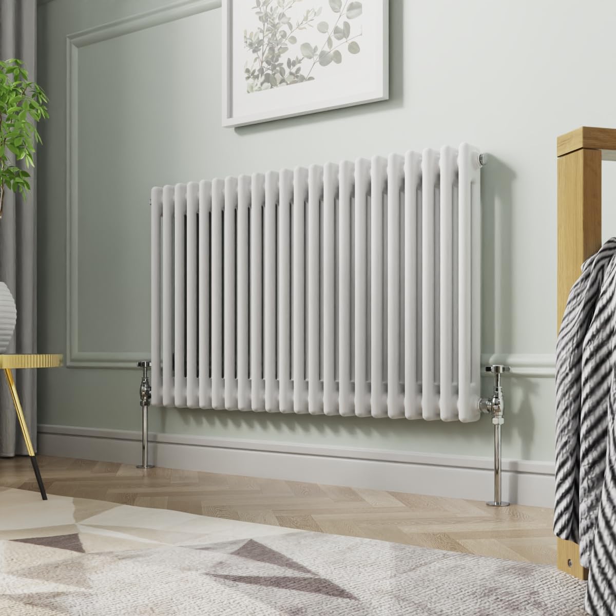 Nrg White 600 X 1010 Mm Gloss Horizontal Cast Iron Radiator Double Panel