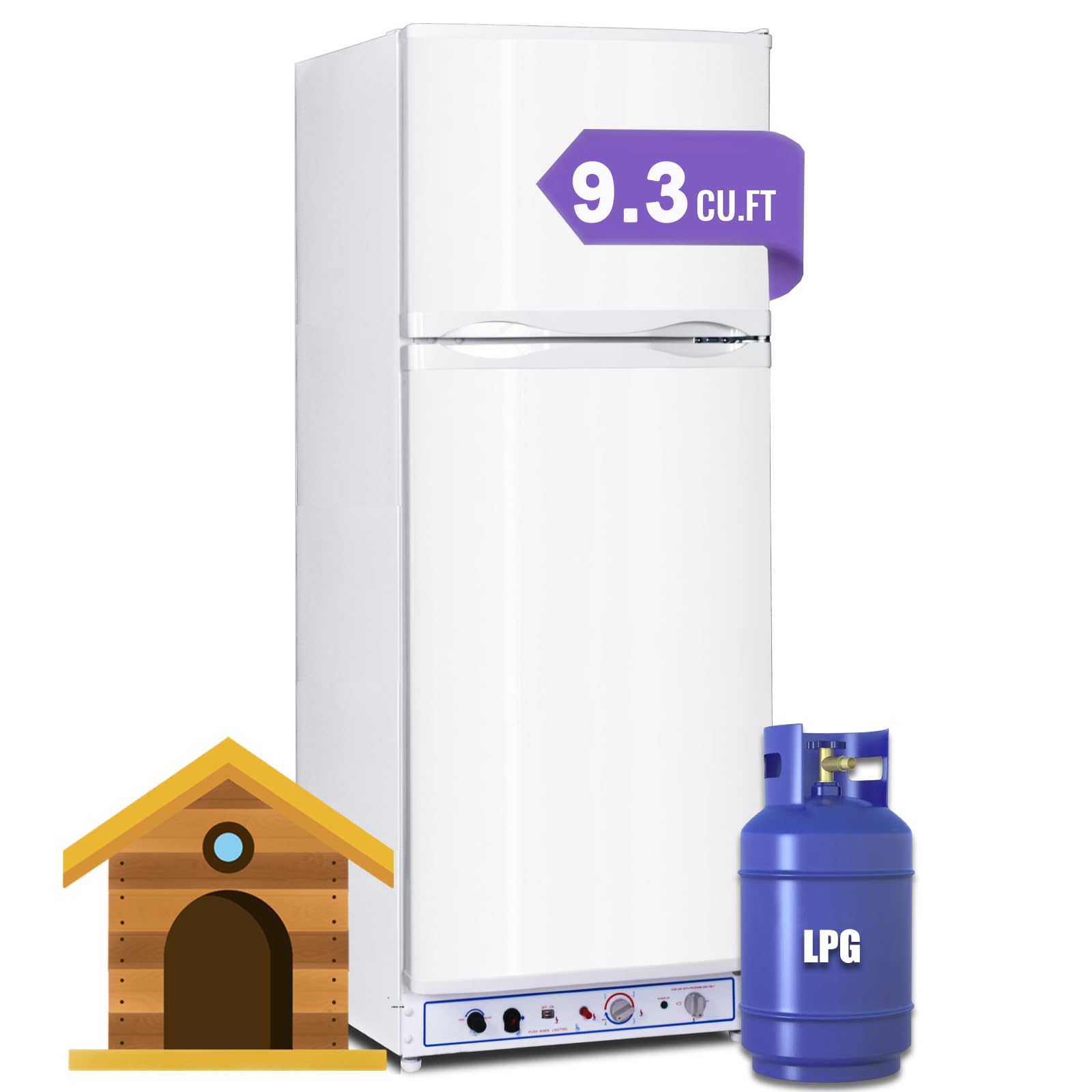 Smad Propane Refrigerator, Off Grid Propane Refrigerator with Freezer 9.3 cu.ft, 110V/Propane Fridge, Gas Fridge for Garage,RV,Food Truck,Chalets