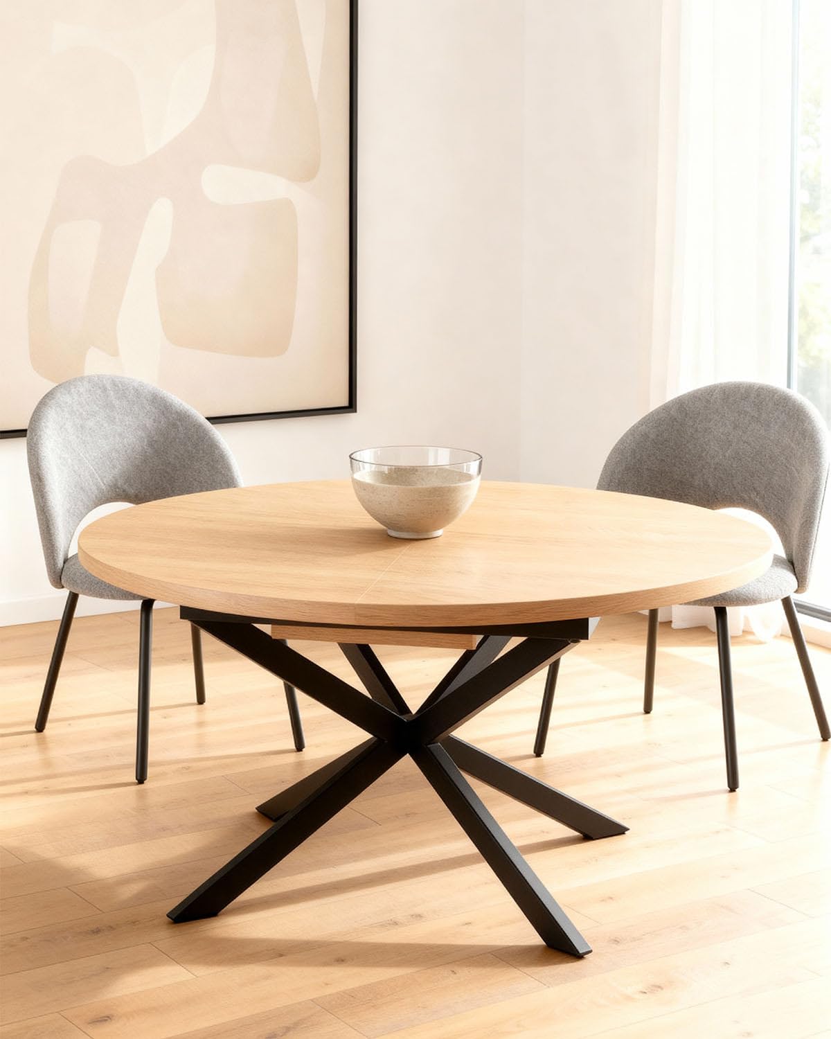 DEKIT GRUPO RIMOBEL Livan Home - Mesa de Comedor Redonda Extensible Elvia