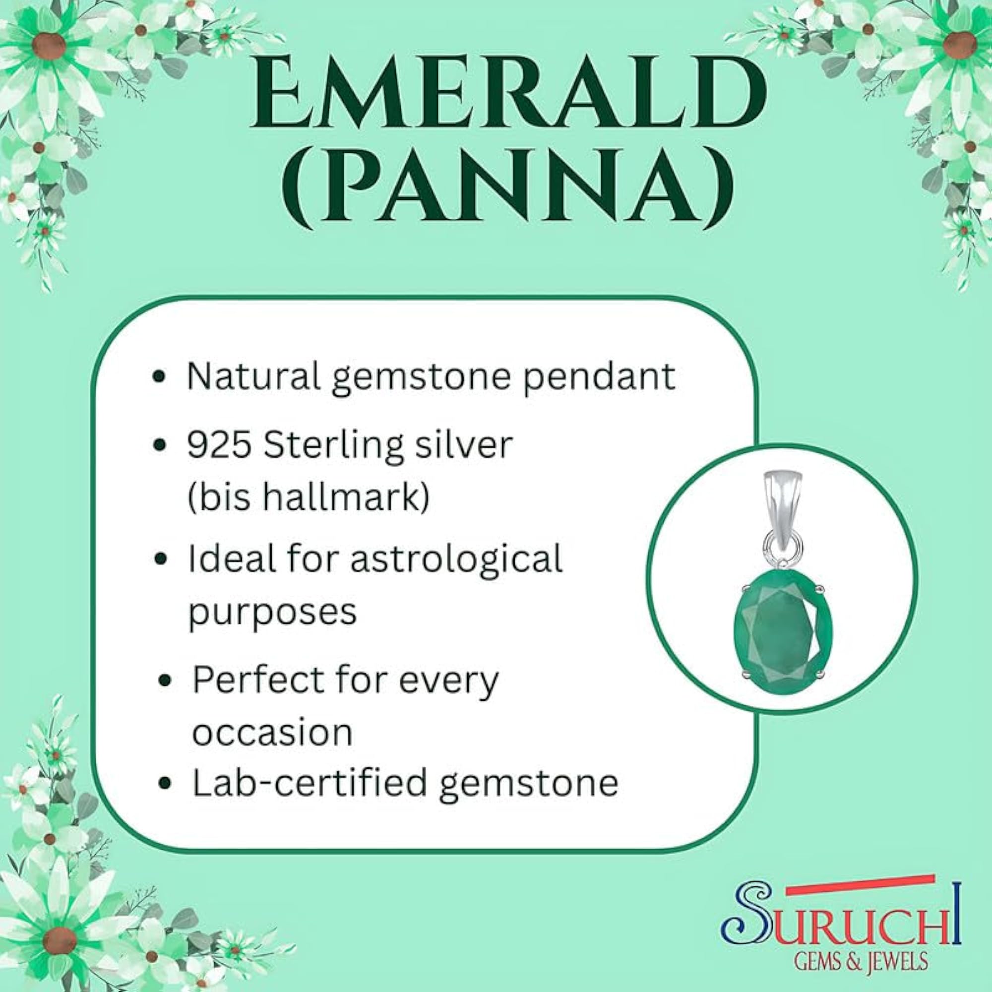 Sterling Silver Emerald Astrological Certified Gemstone Ring