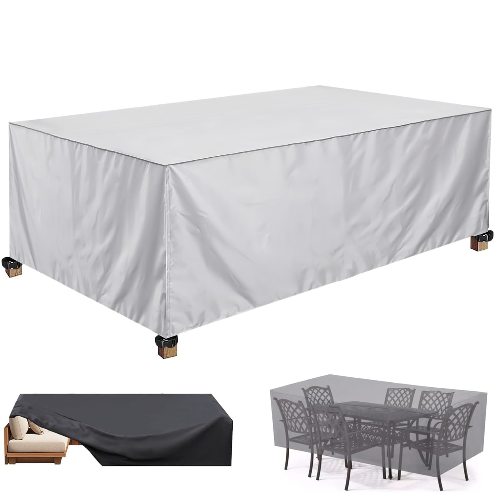 XUEQXUE Outdoor Table Covers 100 x 180 x 55 cm(L x W x H) Oxford Fabric Patio Table Cover, Tear Resistant, Fade Resistant, Garden Outdoor Table Cover, for Any Furniture, Ivory