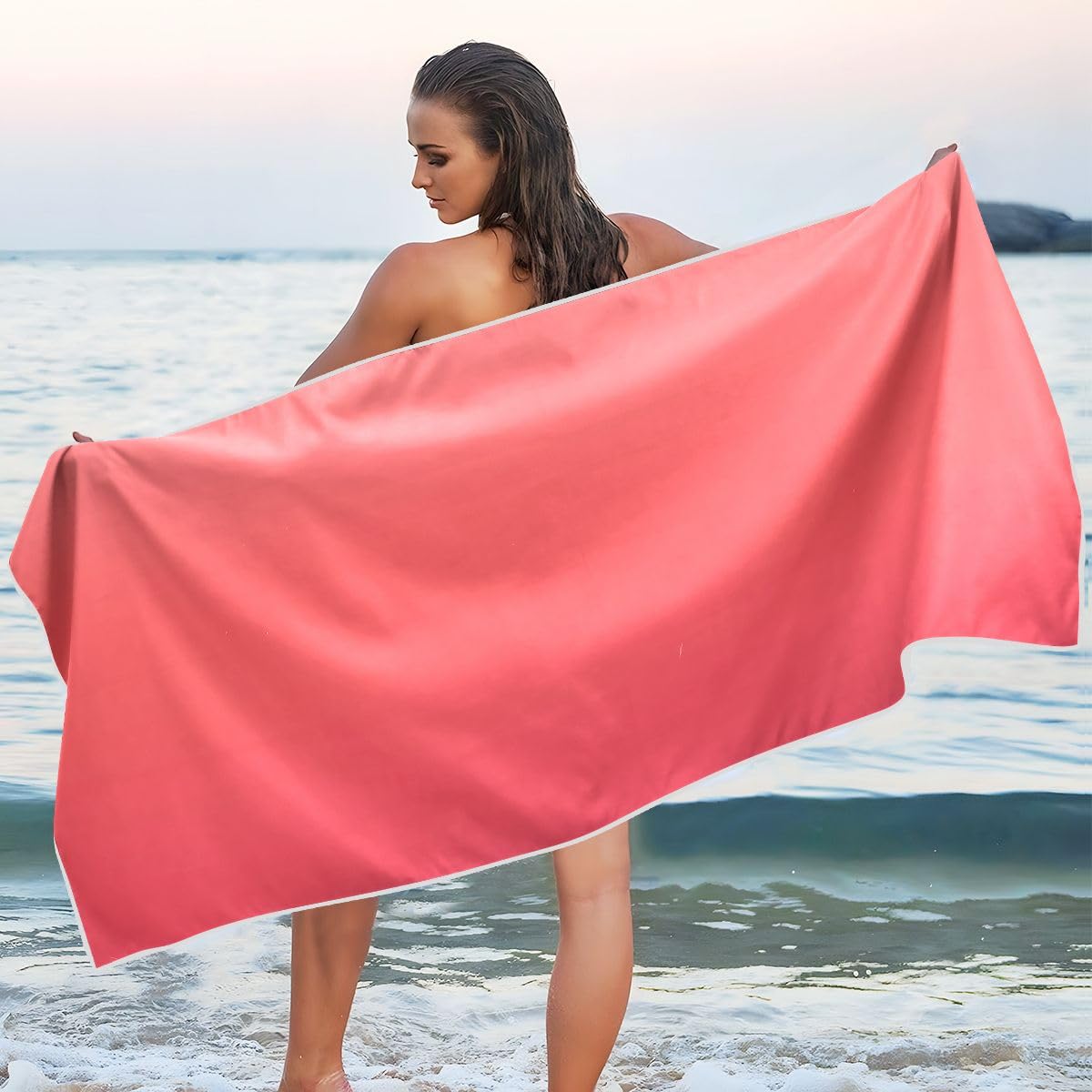 SURFNUT スロー ブランケット ビーチタオル made in USA Amazon.com: Blue Pink Gradient Quick Dry Oversized Beach Towel