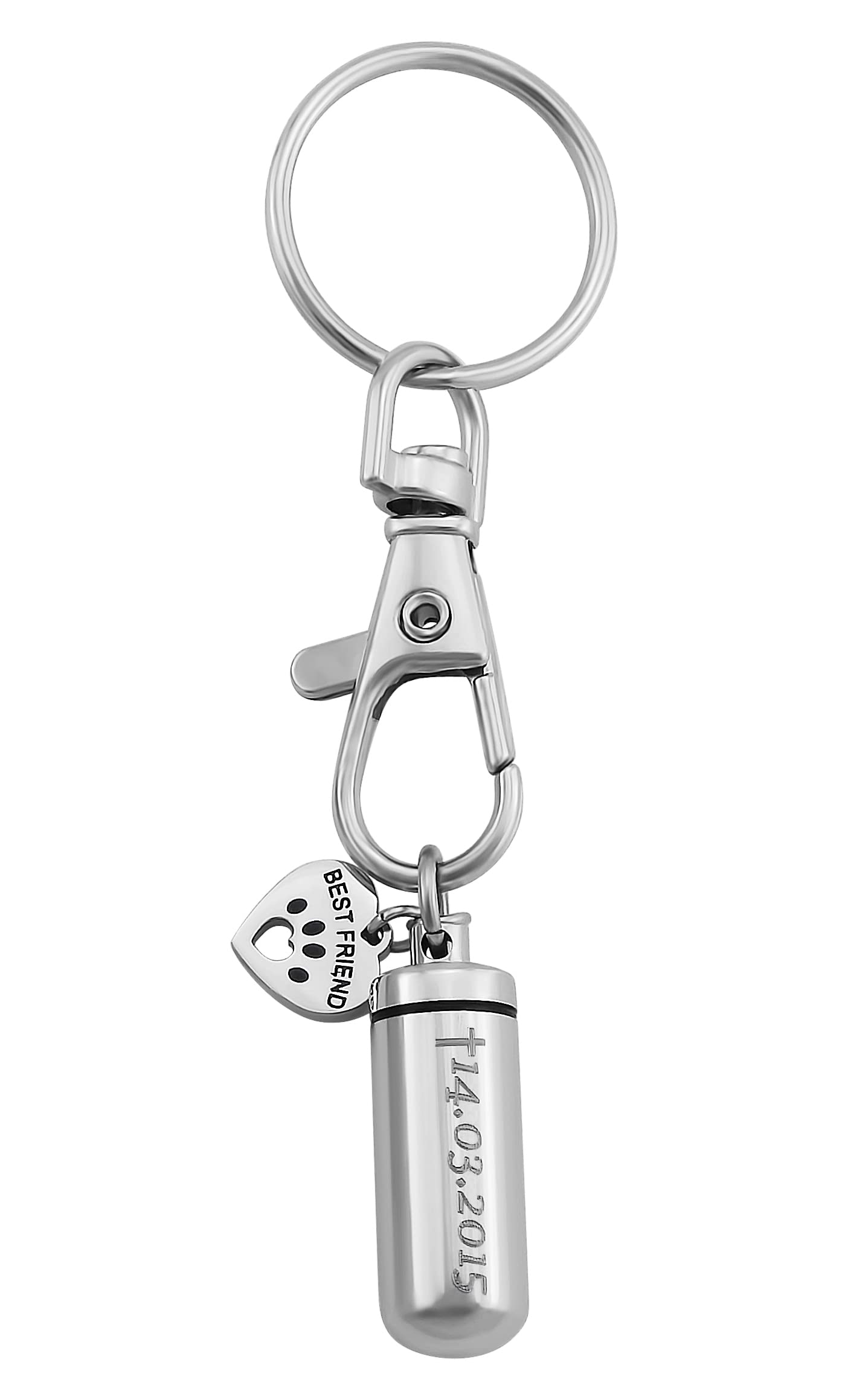 Schlüsselanhänger personalisiert Memorial Urne | Schlüsselanhänger mit Gravur Edelstahl silber | Personalisierte Geschenke zum Aufschrauben | Schlüssel Anhänger Text Name