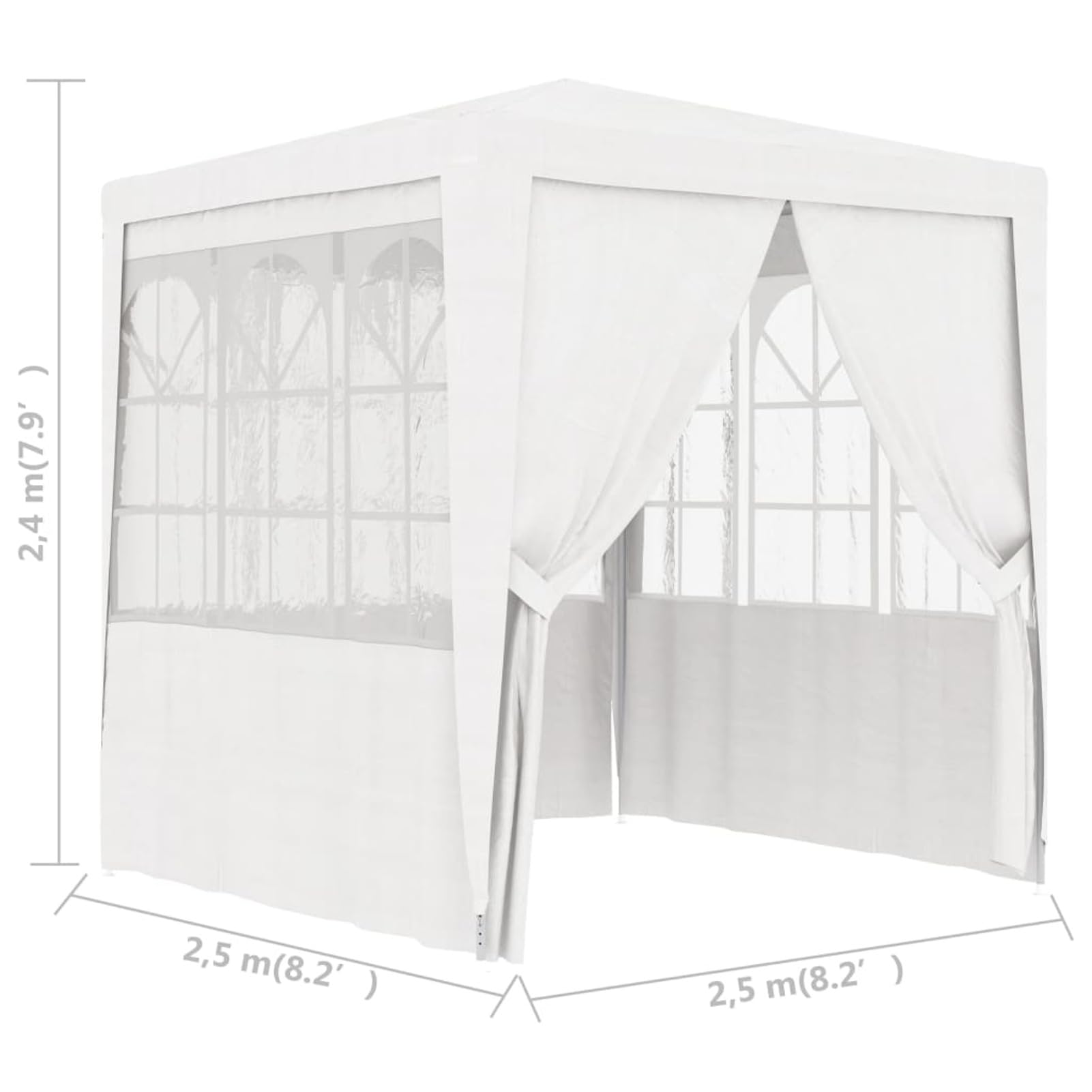 Homgoday Casa Mobilia Gazebo Professionale con Pareti 2,5x2,5 m Bianco 90 g/m², Gazebo da Giardino, Gazebo Ombrellone da Giardino Spiaggia Pesca Esterno Antivento per Arredo Giardino Terrazzo Ambienti