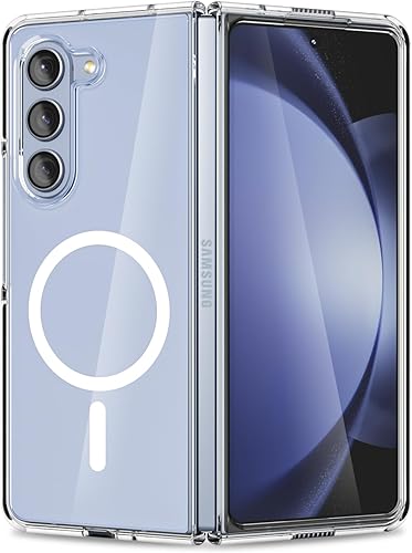 oakxco Funda magnética transparente para Samsung Galaxy Z Fold 5, compatible con Magsafe, delgada, transparente, no amarillea, Hybird de silicona