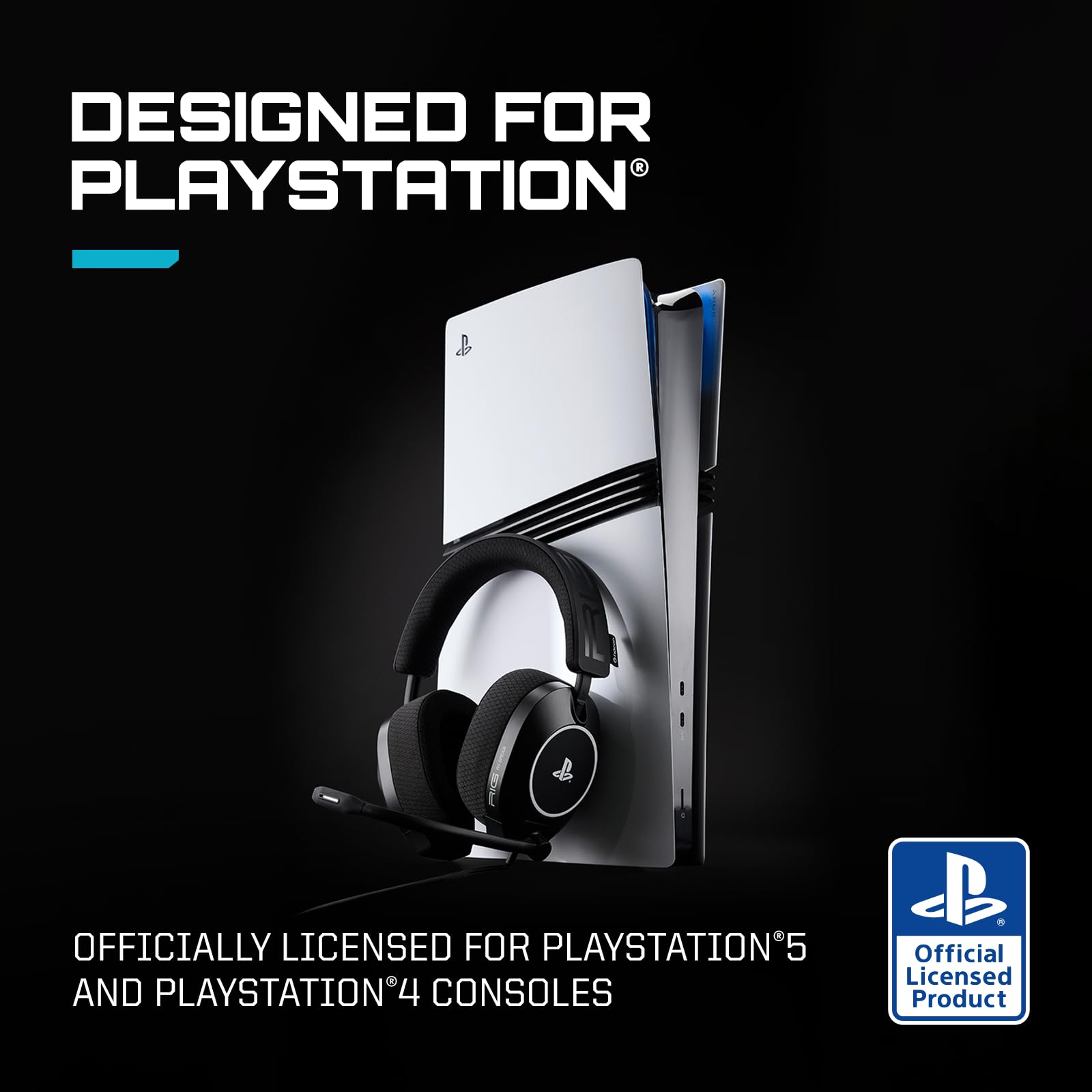 RIG R5 Pro HS - Auriculares competitivos con Cable para Juegos con Controladores de grafeno con Licencia Oficial para PlayStation, Color Negro