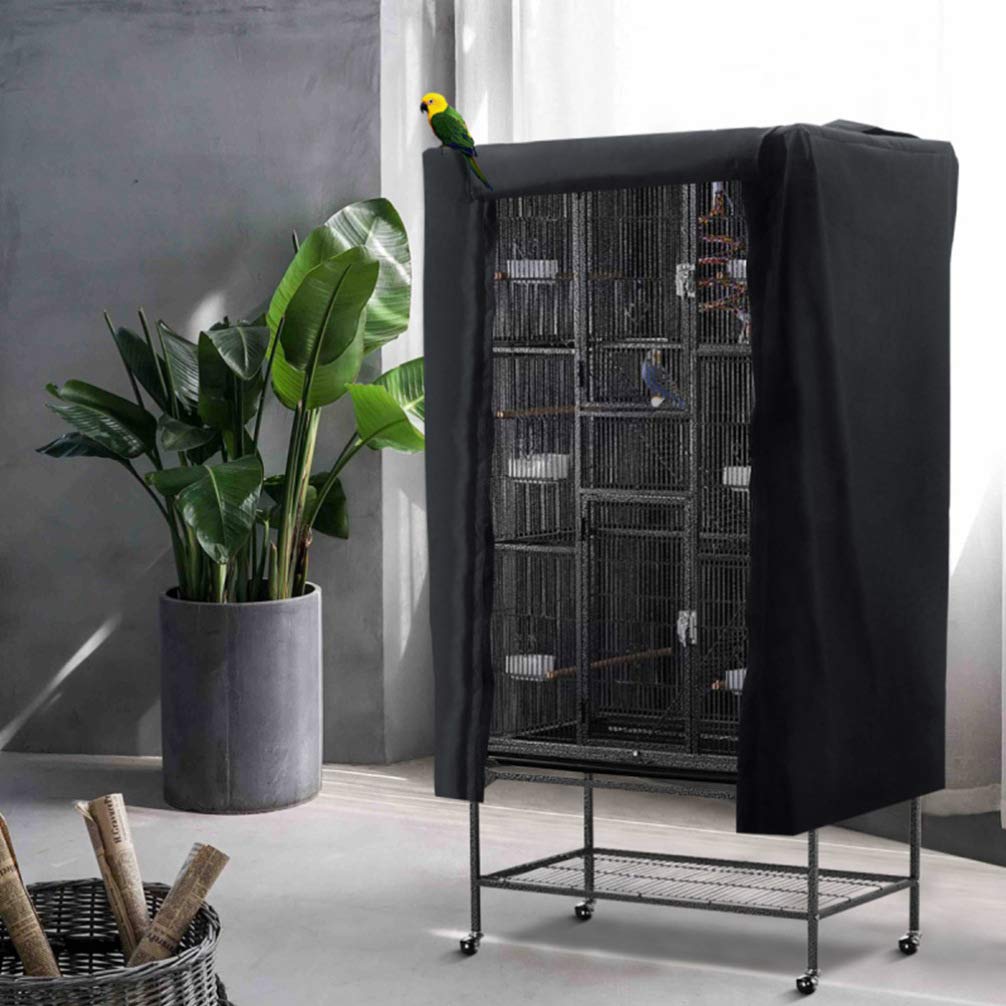VORCOOL Große Vogelkäfig Abdeckung Gute Nacht Sittich Käfig Abdeckung Waschbare Papageienkäfig Schild Papageienkäfig Rock für Outdoor-Staub Sonnenschutz Abdeckung (Schwarz)