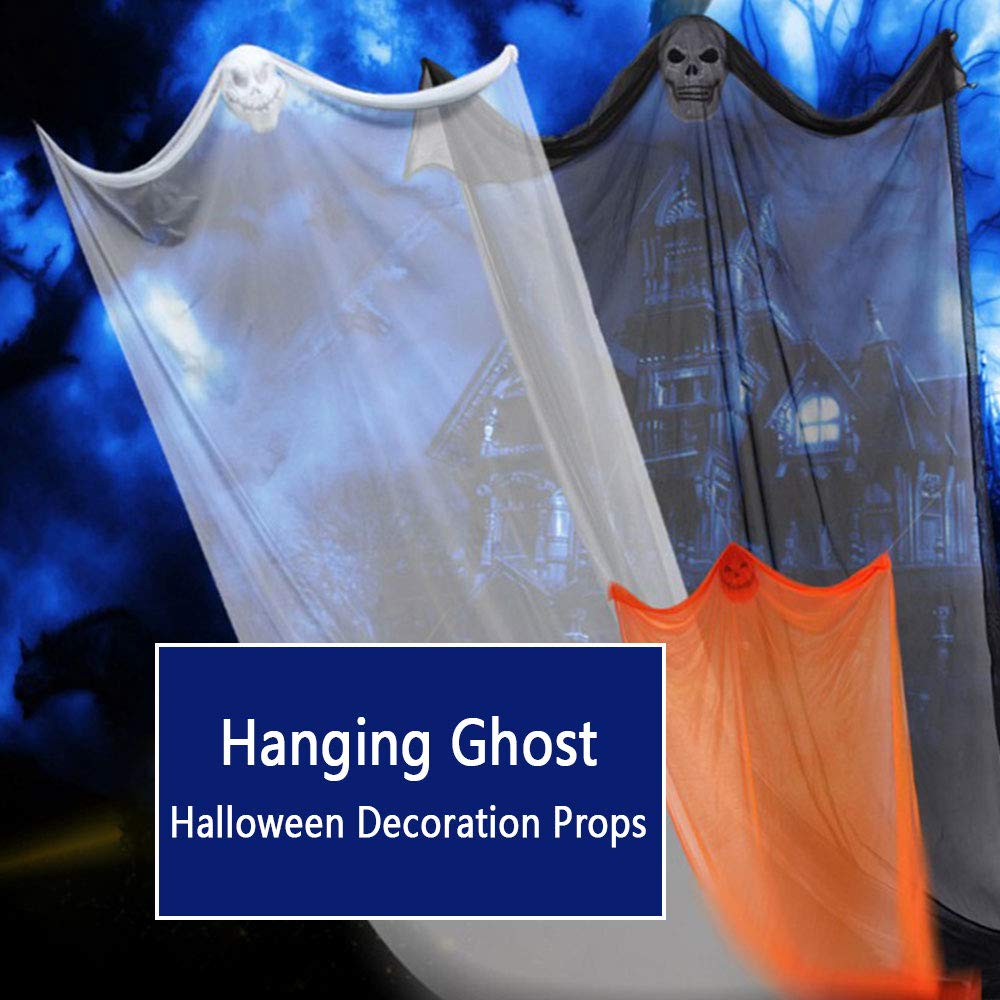 Adornos de Fantasmas Colgantes de Halloween espeluznantes: Colgante de Esqueleto Negro inquietantemente Hermoso para Decoraciones de HalloweenBlanco