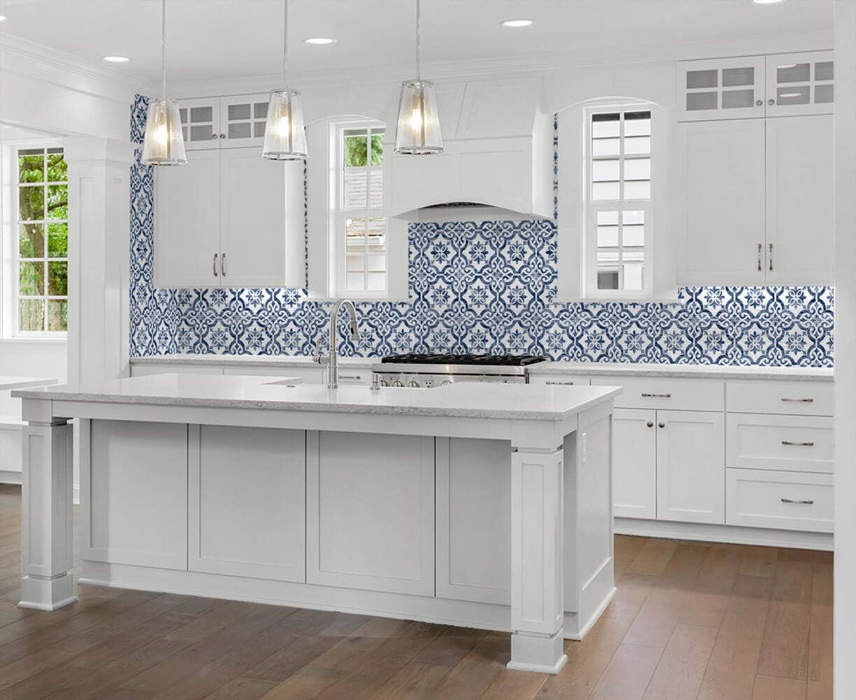 Lillian August Luxe Haven Porto Tile Peel and Stick Wallpaper (Riviera Blue)