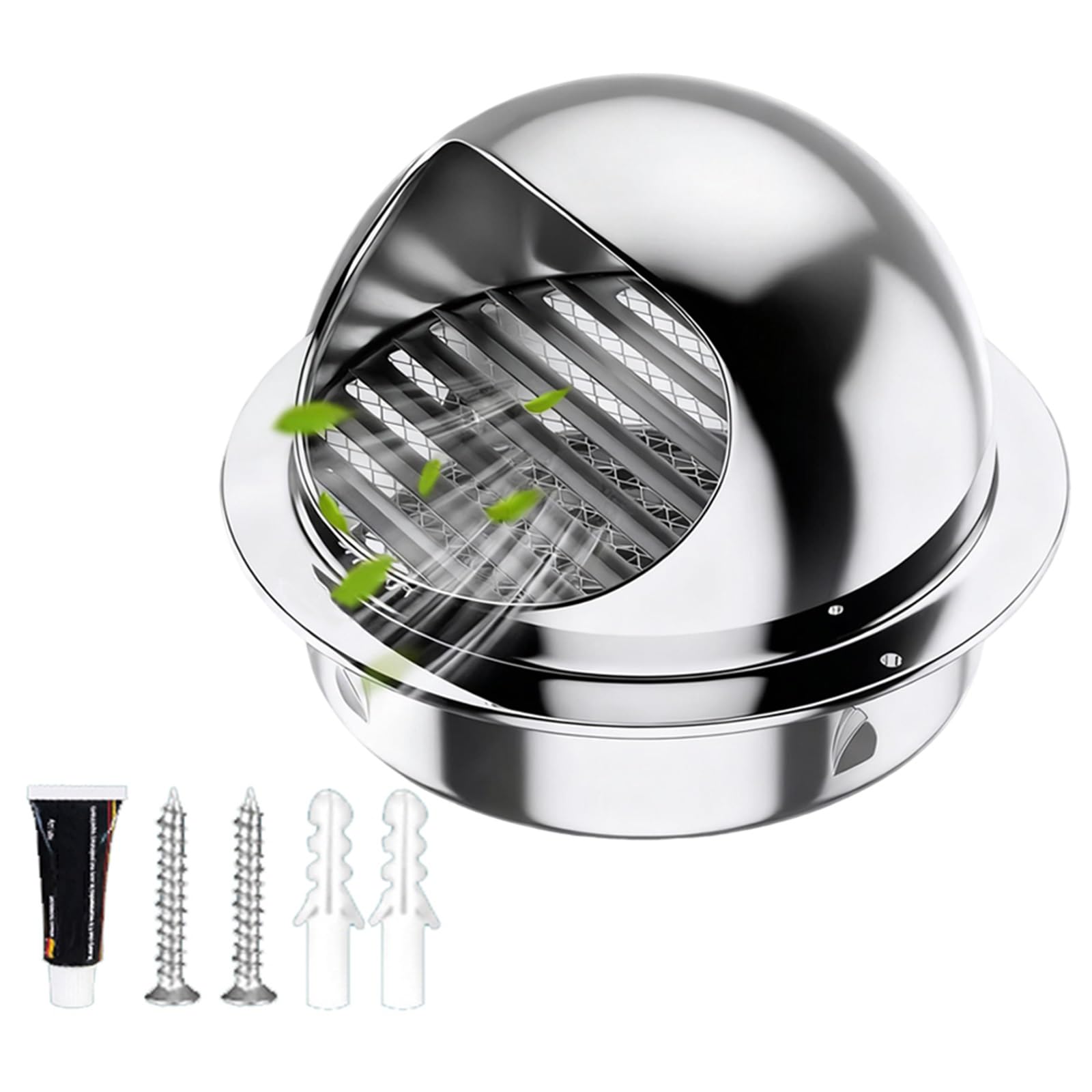 KGLHJDY Roof Rain Chimney Cowl Stainless Steel Chimney Cover Cap with Screws Round Cowl for All Types of Chimneys 60-200mm(110mm/4.33in)