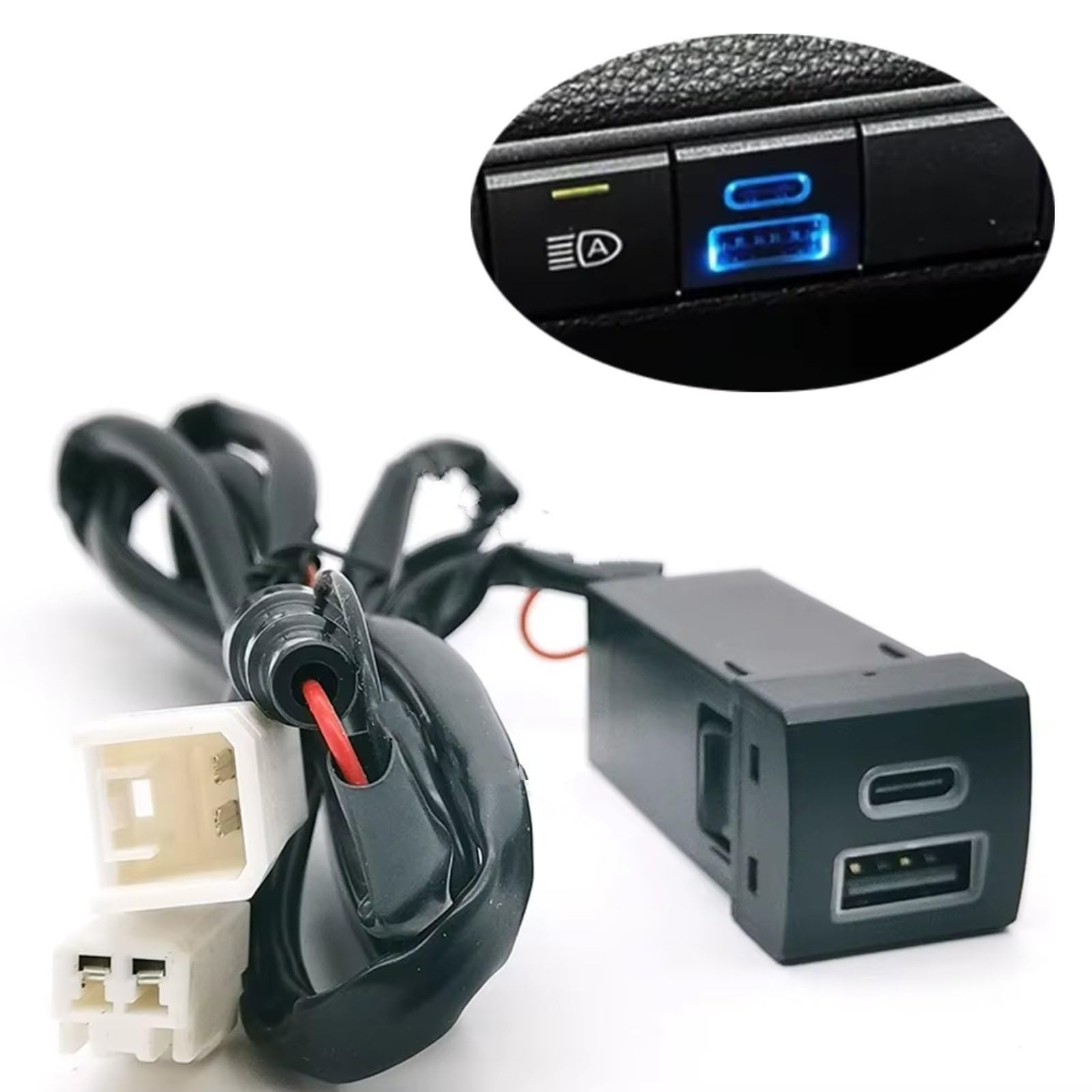 Centre De Port USB Compatible Avec Toyota Pour Highlander Pour Rav4 2018-2022 Voiture PD Pour Type-c QC3.0 Double Pour Prise De Chargeur Double Charge Interface USB AUX voiture