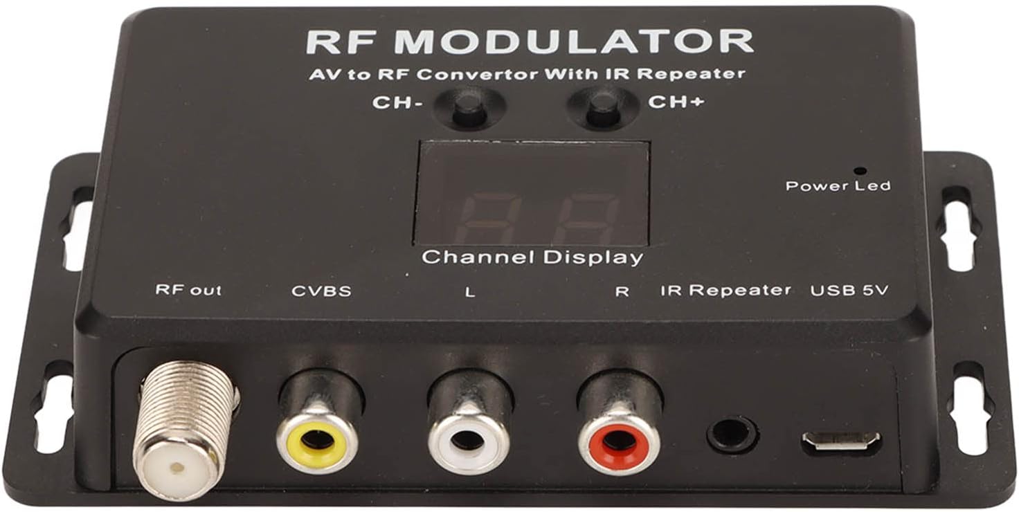 RF Modulator,TV PAL NTSC Modulator, Professional AV to RF Convertor with IR Repeater for Sharing Set Top Box DVR DVD, Support PAL NTSC, Worldwide Use
