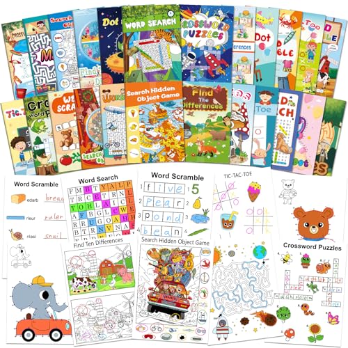 OSIMIG 24 Mini Activity Books for Kids Party Favours ages 4-8 8-12,Activity Books for Kids,include Mazes, Dot to Dot,Word Search, Word Scramble and More for Goodie Bag Gift Stuffer Classroom