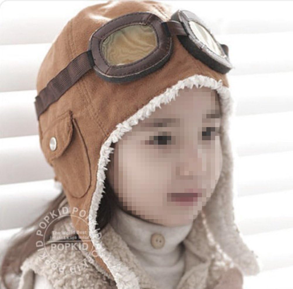 Cool Pilot Aviator Fleece Hat Cap with Earmuffs Baby Toddler Protect (Brown) - Image 2
