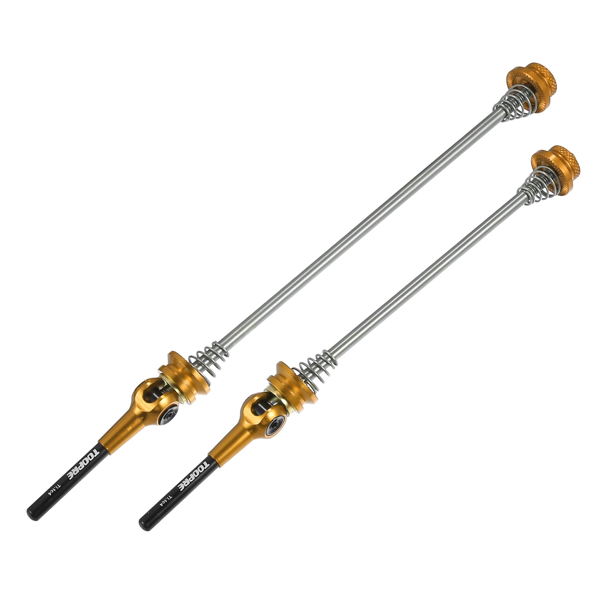 X AUTOHAUX 1 Pair Bike Quick Release Axles Skewers 140mm 180mm Gold Tone