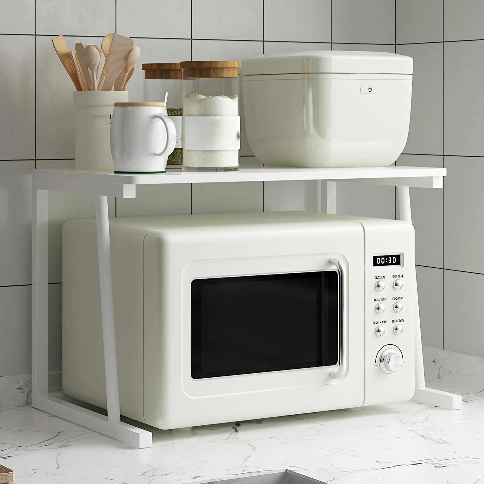 Grille de four à micro-ondes blanc en métal autoportante pour cuisine 60cm