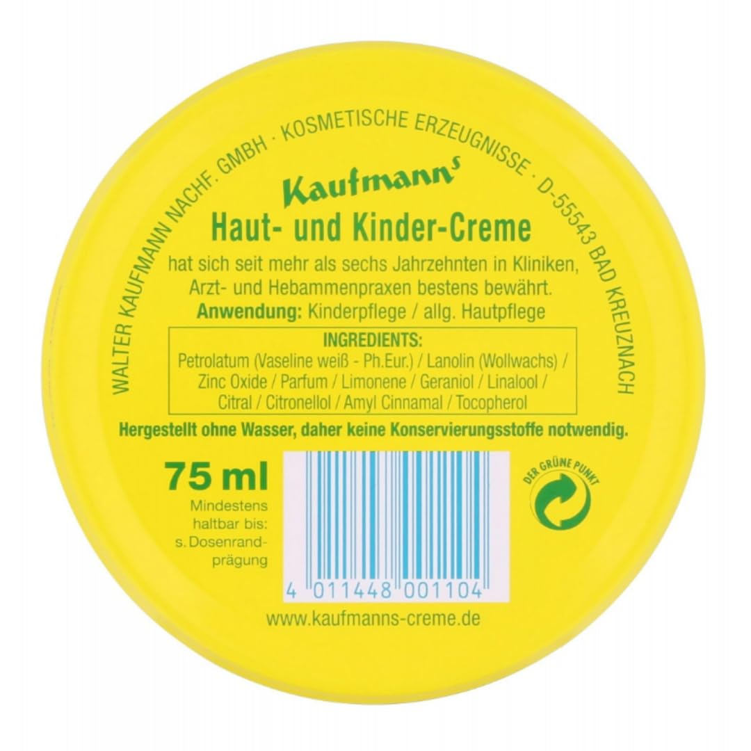 mit Pufai kostenlosem Überraschungsgeschenk, Kaufmanns Haut- und Kindercreme Spezielle Baby Creme 75 Mililiter x 10 STÜCK