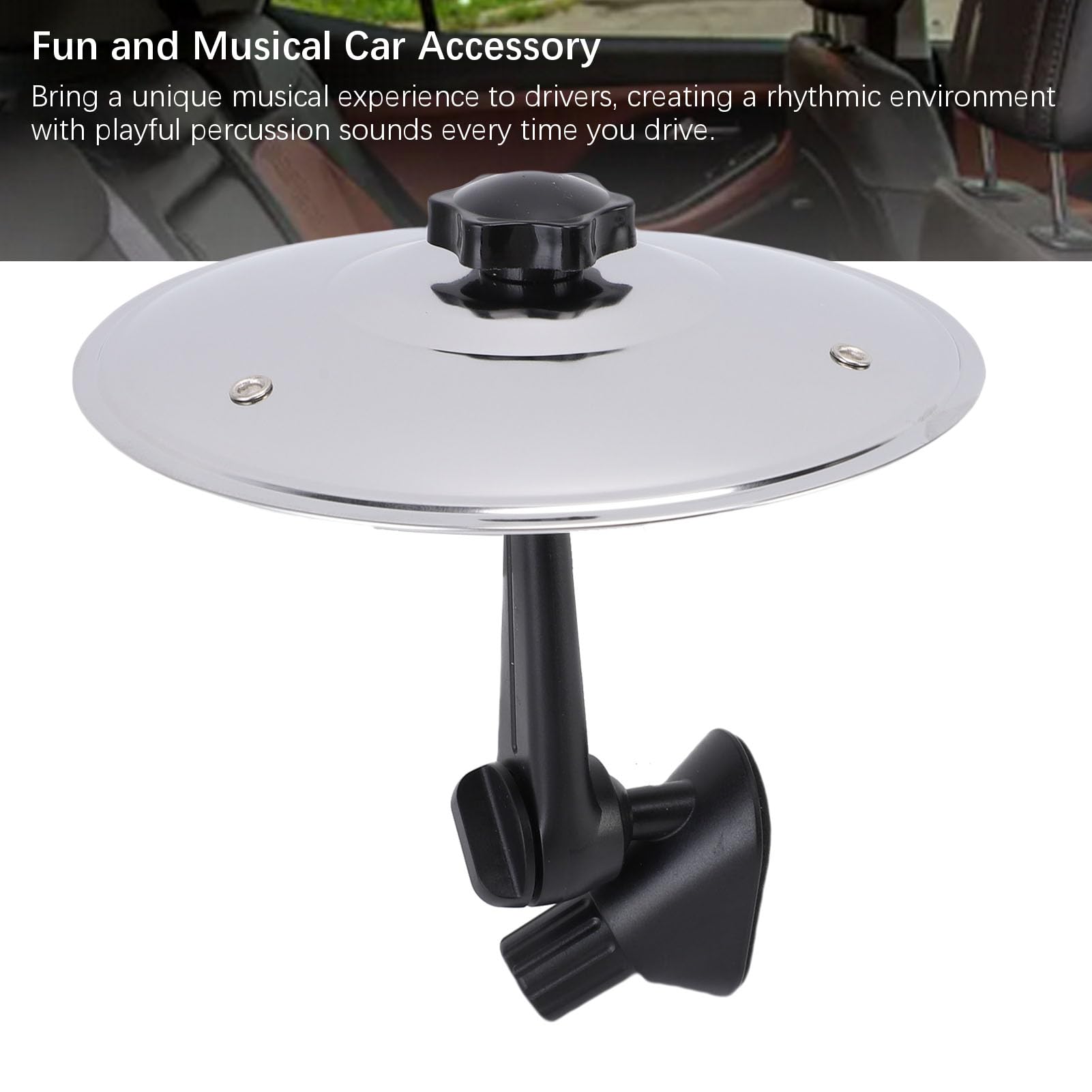 Air de Cymbale à Tambour Automobile, Cymbale de Crash de Tambour pour Mélomanes et Batteurs, Installation Facile sur les Tableaux de Bord et les évents (SILVER)