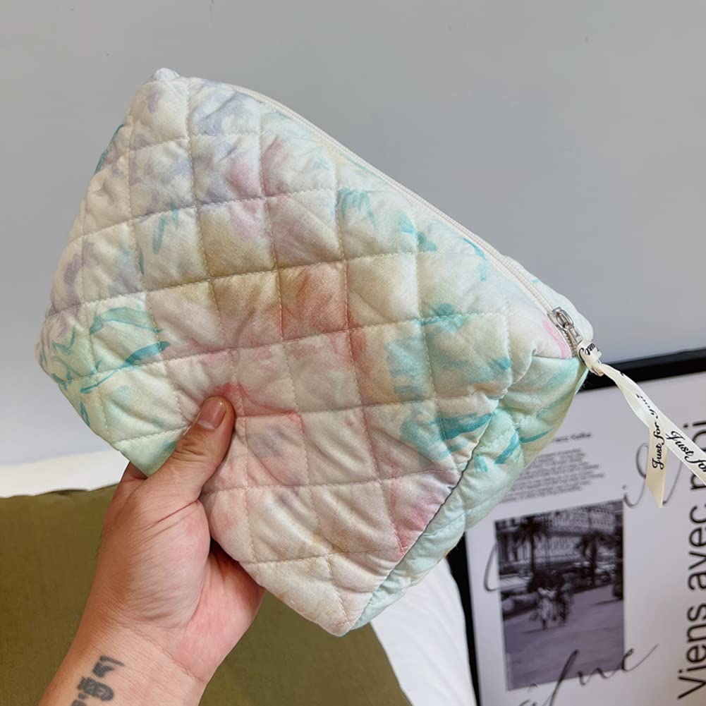 Borsa da Viaggio in Cotone con Tracolla, Porta pennelli da Trucco, Stampe Floreali, Trapuntata, graziosa insegna per Viaggi e casa