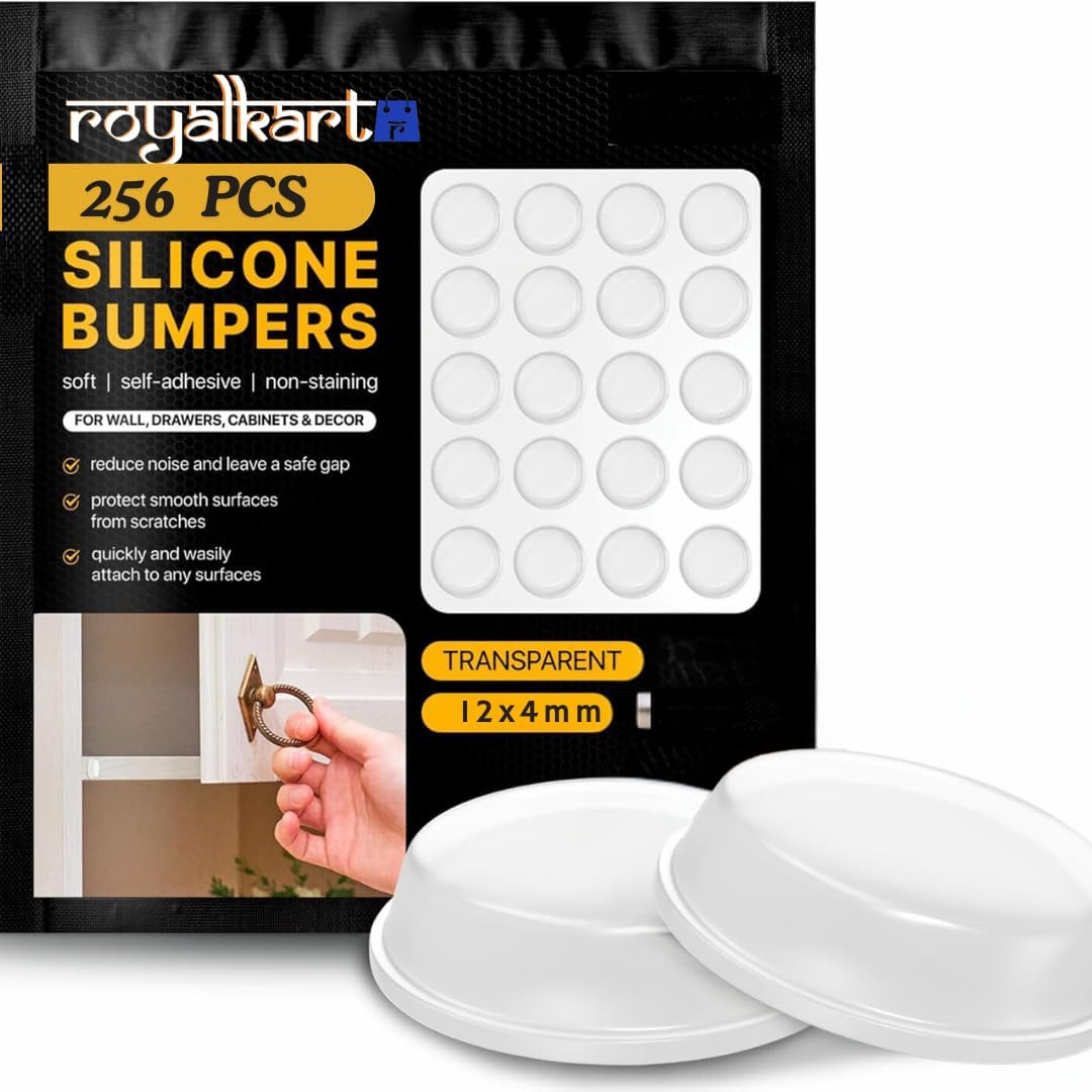 Royalkart Premium Round Self-Adhesive Silicone Bumper Pads Rubber Cabinet Door Laptop Furniture (256 Pcs) Transparent (12x4 mm) (B09XVGGGW7) Amazon Price History, Amazon Price Tracker