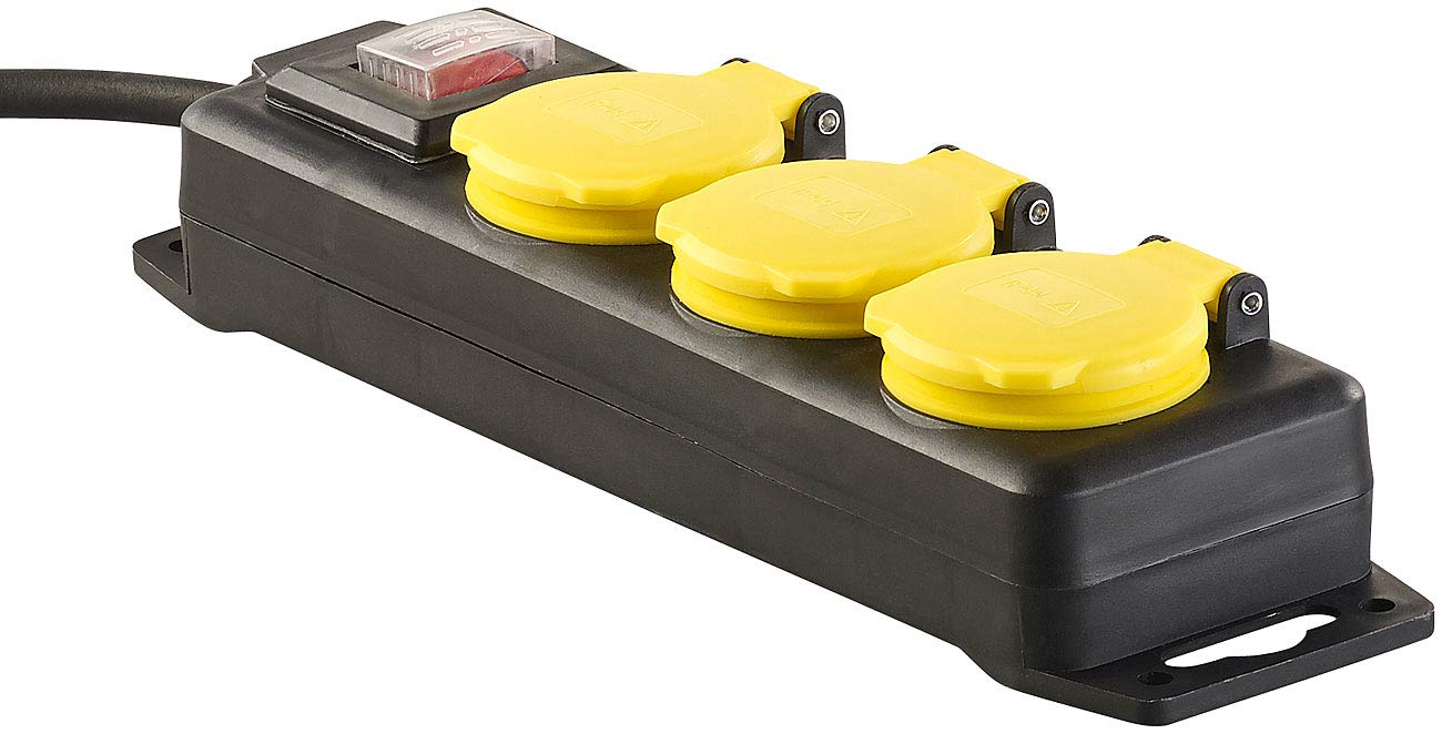 revolt Steckdosenleiste draußen: 4er-Set schaltbare 3-fach-Outdoor-Steckdosenleisten, 3.680 Watt, IP44 (Steckdosenleiste Werkstatt, Verlängerungskabel außen, Elektrokabel)
