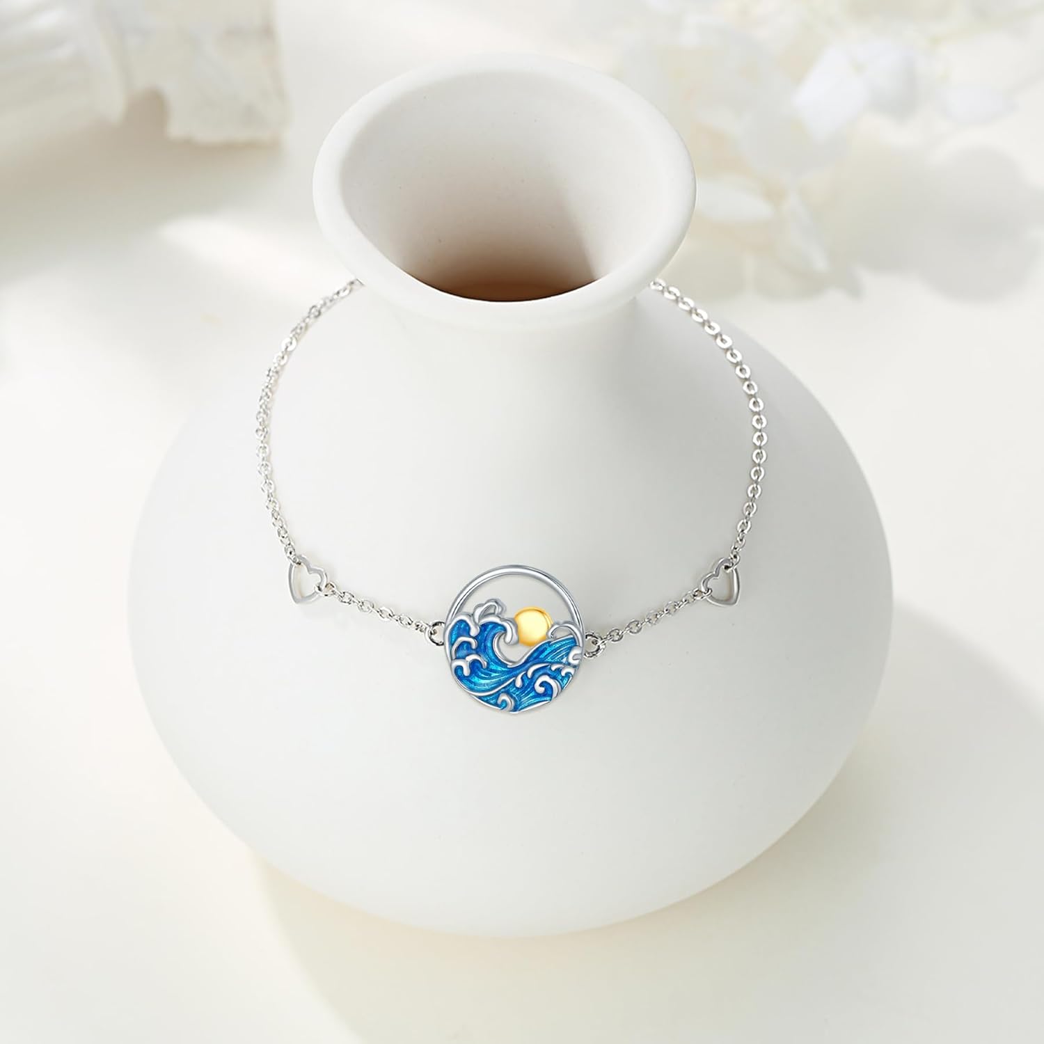 Ocean Bracelet for Women 925 Sterling Silver Ocean Bracelet Adjustable Ocean Jewelry Gift for Women - Image 2