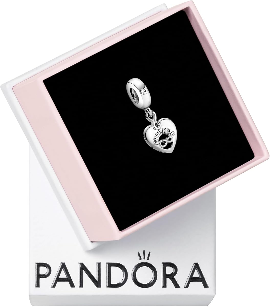 Amigos para siempre colgante de corazón – Momentos compatibles – Joyería para mujer – Regalo para ella – Hecho con plata de ley y circonita cúbica – Con caja de regalo