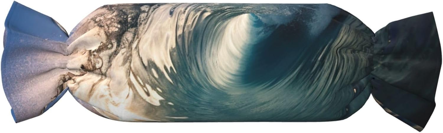 Beautiful Ocean Waves Print Candy Cylindrical Comfortable Pillow Throw Pillows Home Decor Easy Maintenance