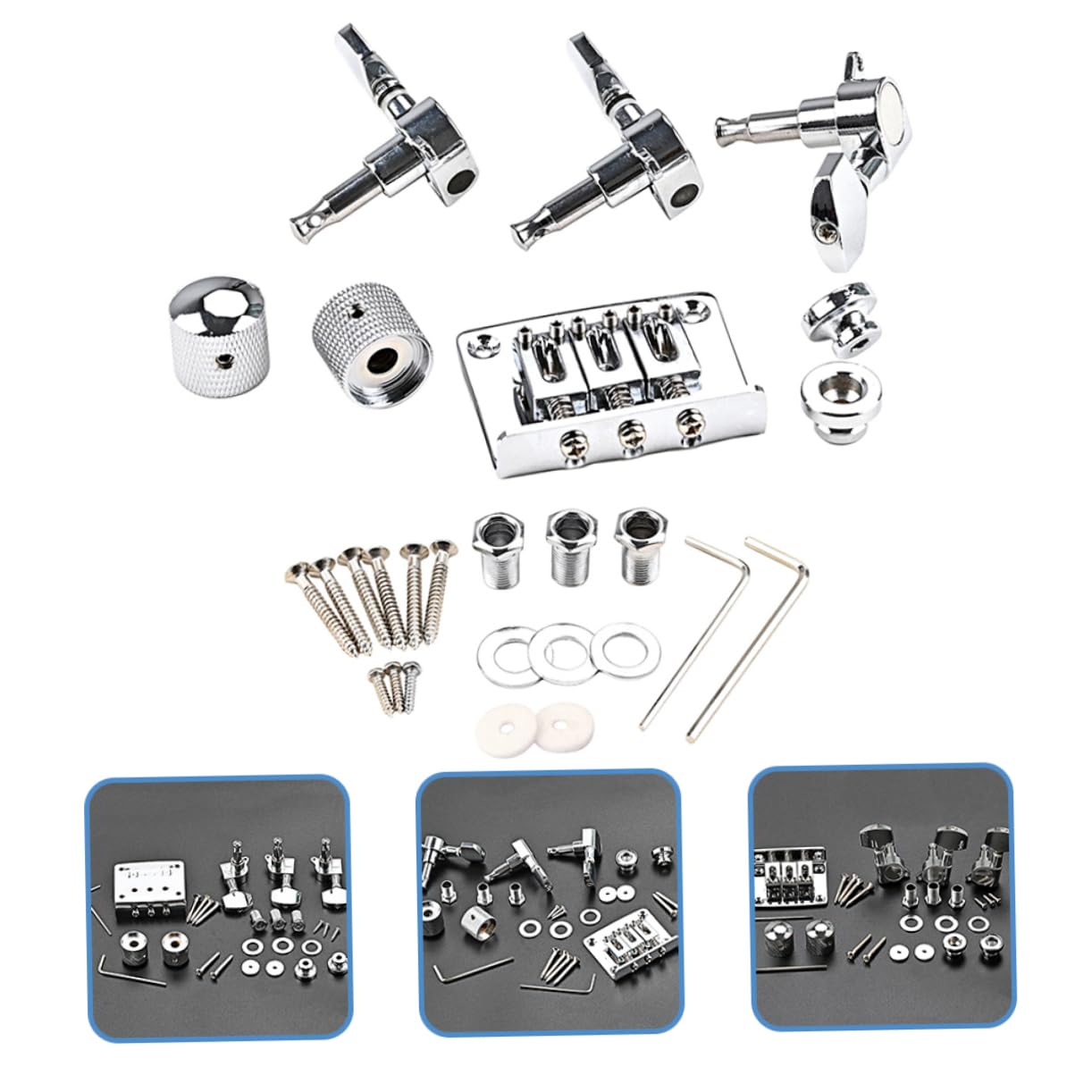 Ponte per Chitarra a 3 Corde Argento, Set 1 Pezzo