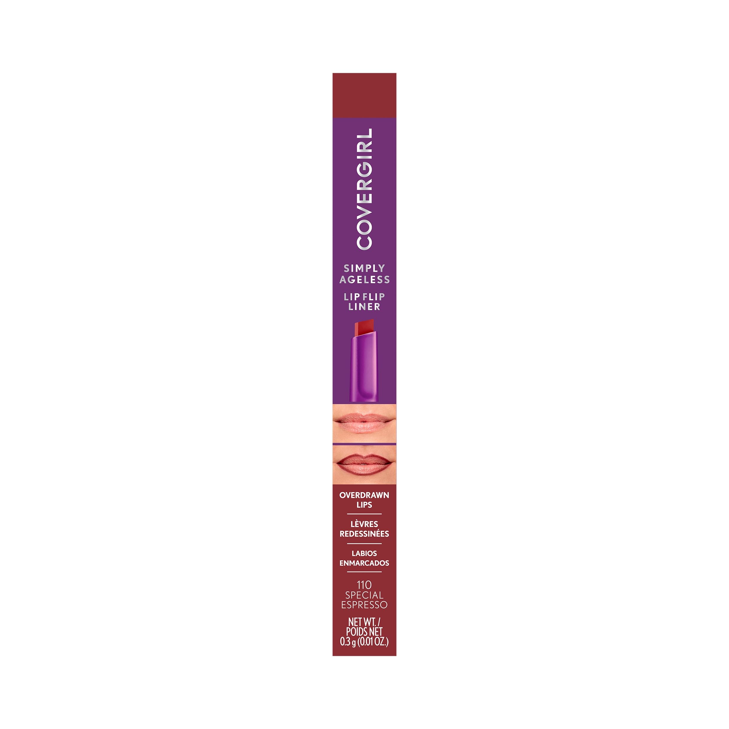 Condition photo showing New/Like New for COVERGIRL Simply Ageless Lip Flip Liner, Special Espresso, Pack of 1