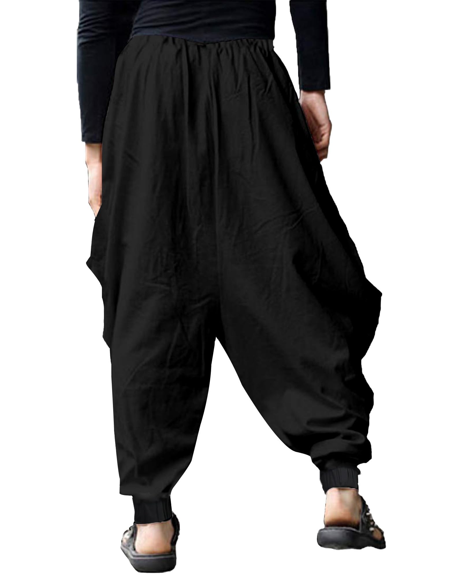 YAOHUOLE Haremshose Herren Lang Baggy Pumphose mit Taschen Elastischer Bund