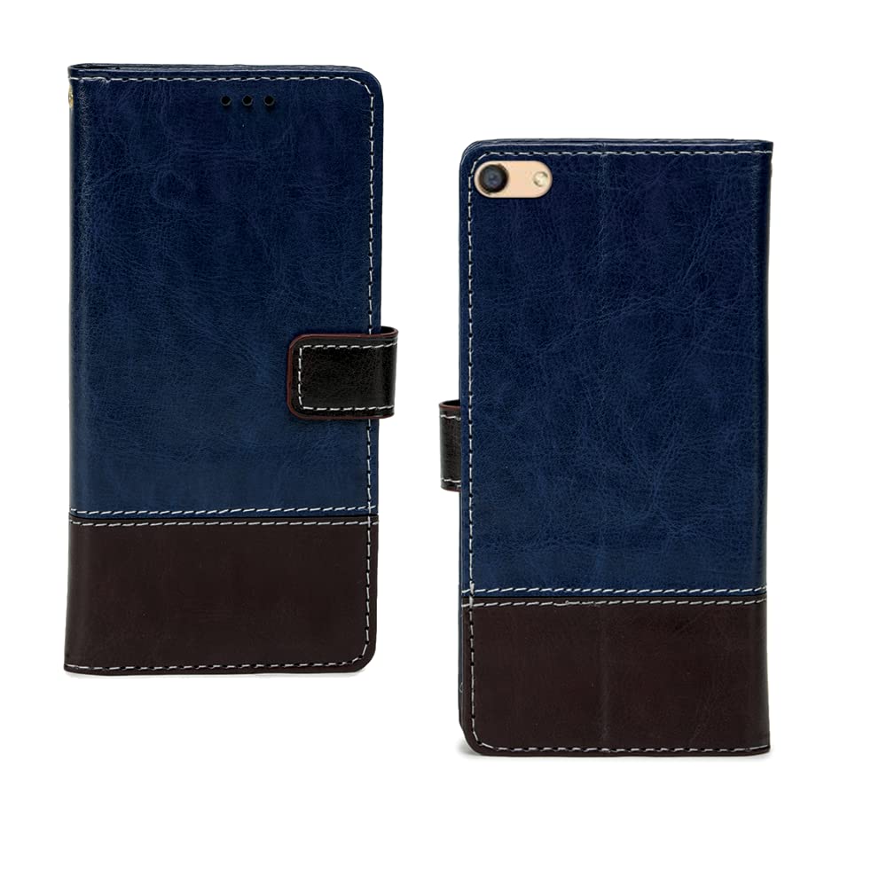 Inktree Oppo F3 Flip Case | Premium Leather Finish Flip Cover | with Card Pockets | Wallet Stand |Complete Protection Flip Cover for Oppo F3 - Blue and Coffee (B0BNCD45BC) Amazon Price History, Amazon Price Tracker