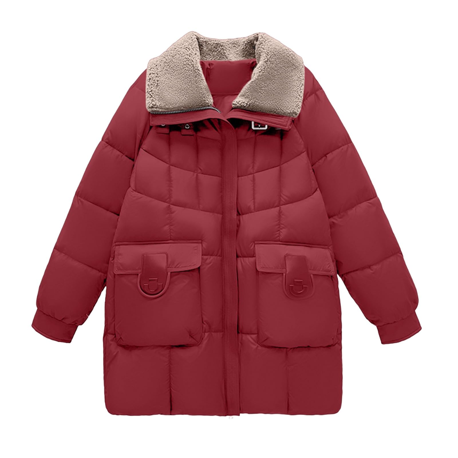 Nidddiv Chaqueta acolchada cálida para mujer, de longitud media, parka de invierno, ligera, acolchada, gruesa, cálida, elegante, abrigo de invierno, con cremallera, chaqueta de invierno para