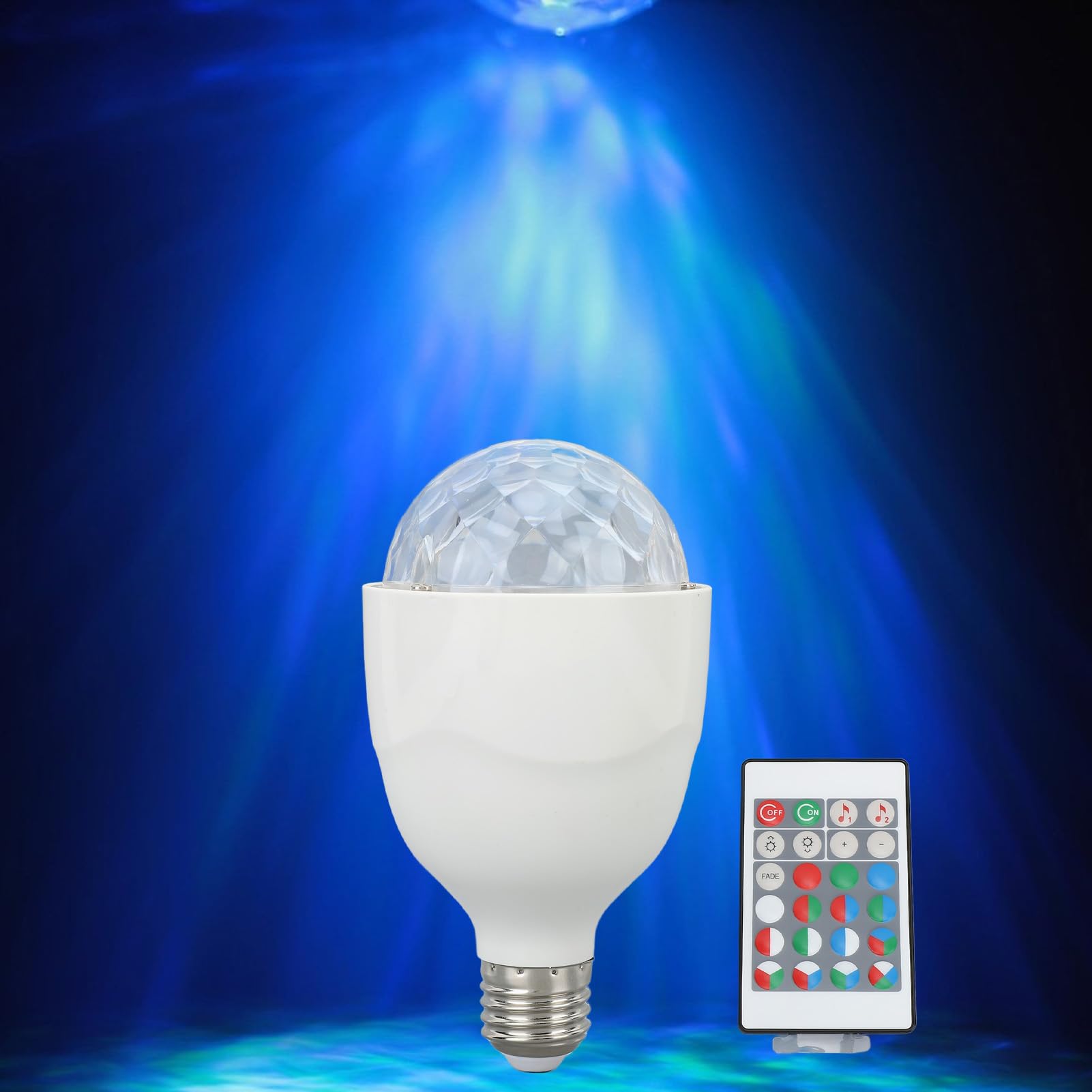 Lampa Kulowa Dyskotekowa RGB Obrotowa żarówka LED na imprezę, Aktywowana Dźwiękiem Lampa Sceniczna E27 z Pilotem, światło Stroboskopowe RGB w Kształcie Kuli Dyskotekowej na