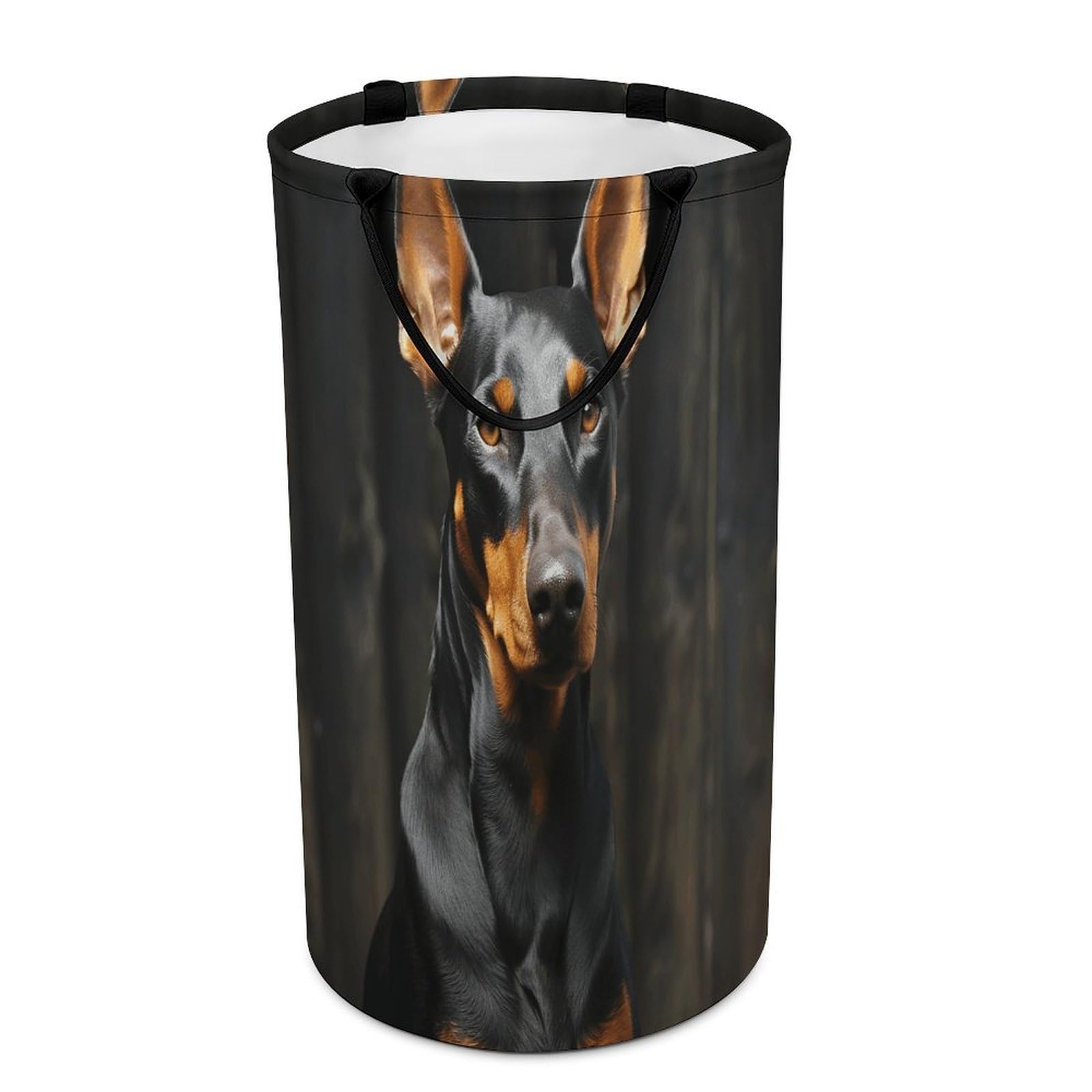 Doberman Laundry Basket Large Foldable Laundry Hamper with Handles Freestanding Collapsible Clothes Basket Waterproof Portable Dirty Clothes Hamper for Bathroom 86L