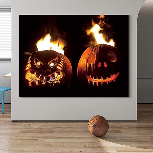Miniatura 5 de Denozer - Lienzo decorativo para pared, fotos temáticas de Halloween, decoración de pared del hogar, dormitorio, sala de estar, impresiones en