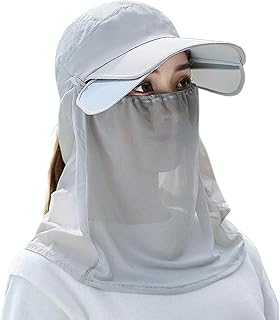 Sombrero de ala Ancha para Mujer con cubrebocas Desmontable y Solapa para el Cuello, Plegable, Transpirable y para Verano.