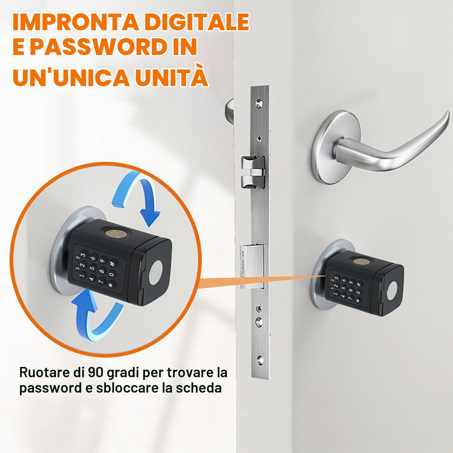 Serratura Smart Porta Blindata,Serratura Smart con Wifi,Password,Scheda RFID,Bluetooth,APP Serratura Della Portone per Spessori Della Porta 50-100mm,Srratura Portone Blindata Facile da Installare