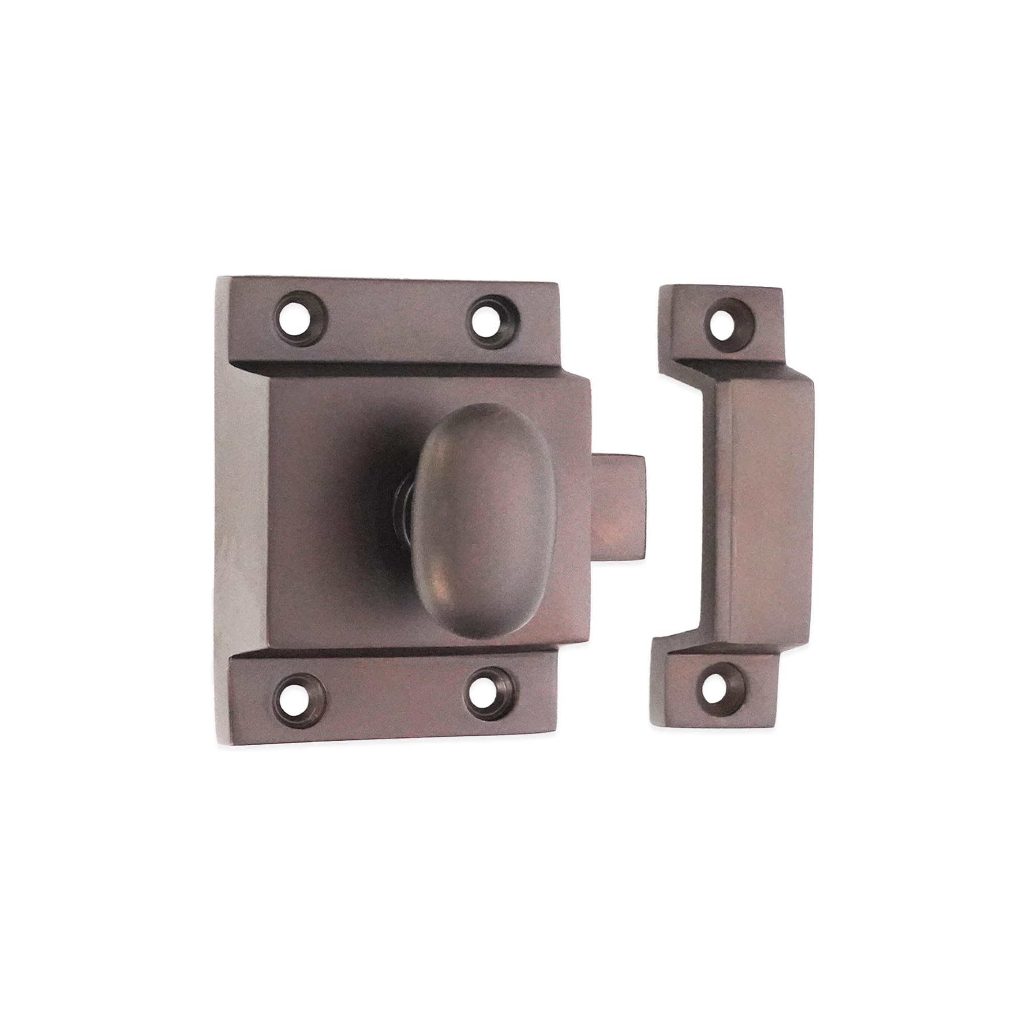 Infinity Decor Solid Brass Cupboard Catch - Thumb Turn Latch Lock - for Drawer, Wardrobe, Cabinet Doors (Aged Bronze)