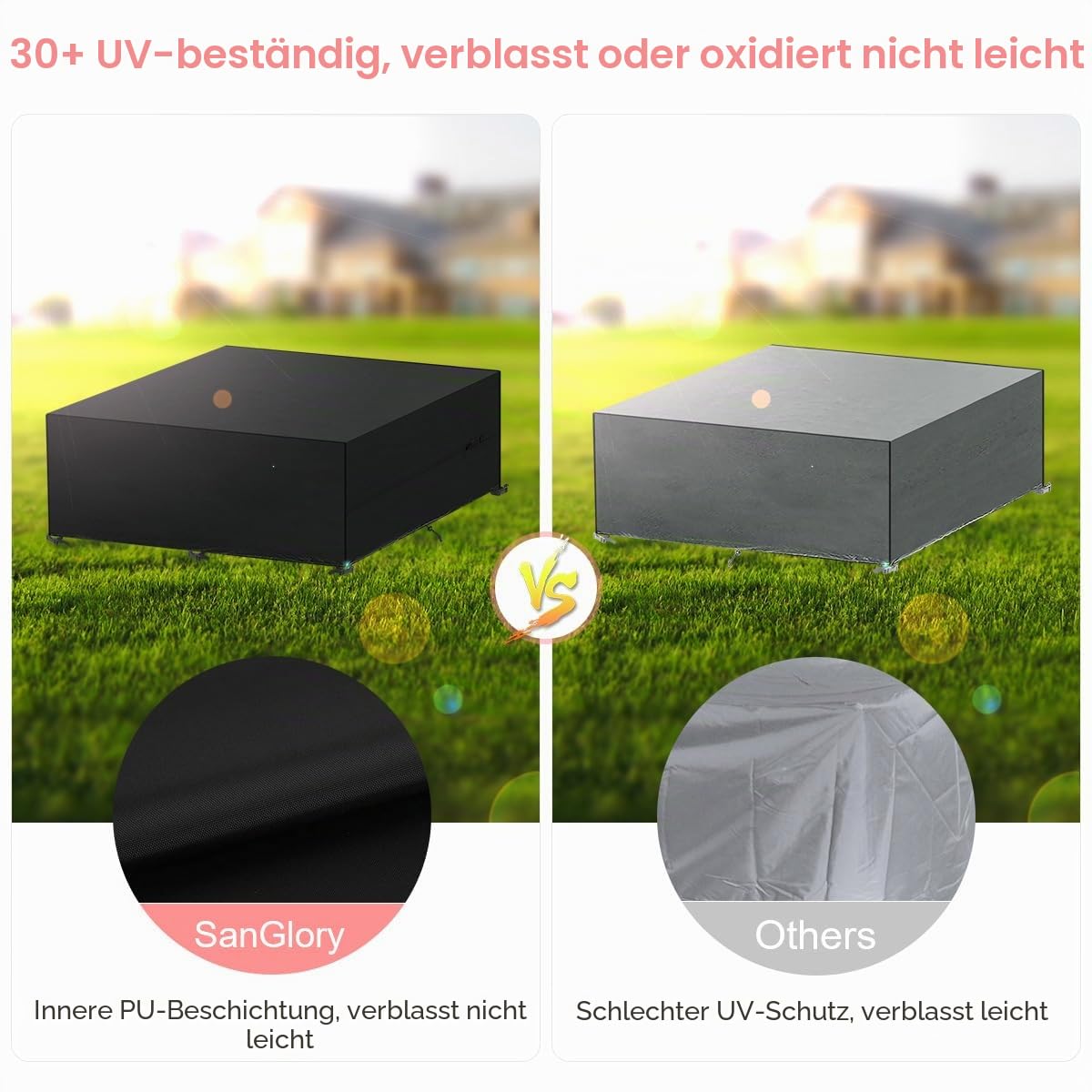Abdeckhaube Gartenmöbel Anti-UV Tischabdeckung Outdoor Wetterfest | Schutzhüllen für Gartenmöbel Wasserdicht Abdeckung Gartenmöbel Winterfest Anti-UV Abdeckplanen für Loungemöbel 360x240x90cm