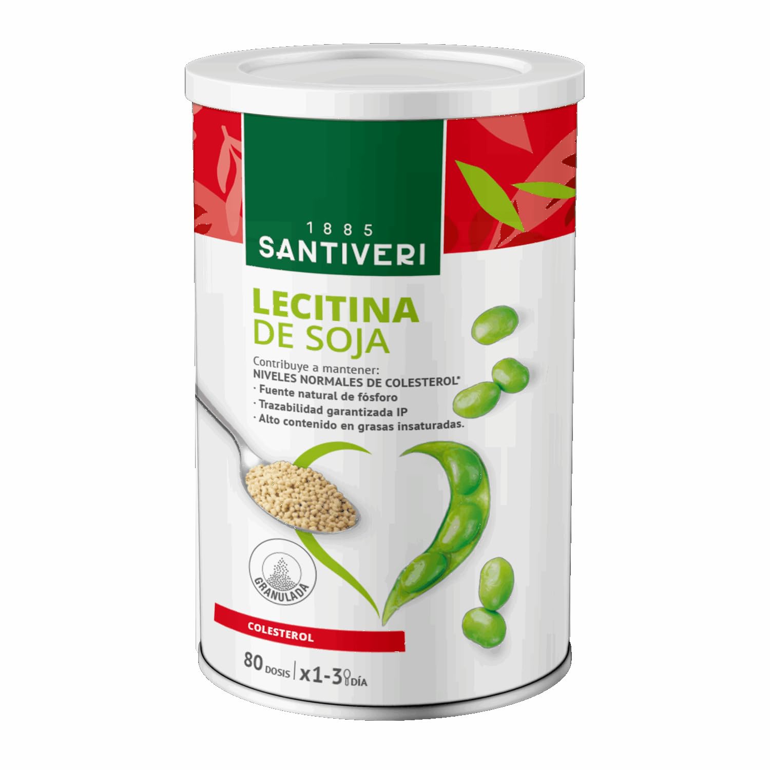 Santiveri - Lecitina de Soja granulada, Bote Grande - 400 GR