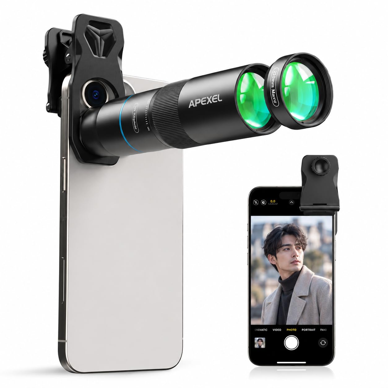 Amazon.co.jp: APEXEL スマホ望遠レンズ 10倍望遠＋15倍マクロレンズ
