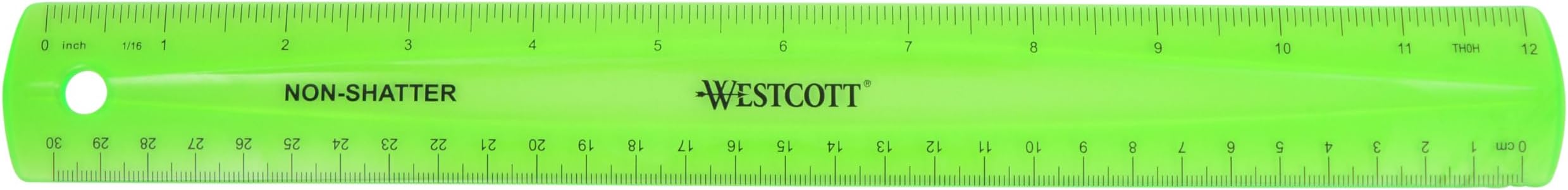 Westcott Shatterproof Ruler, 12-Inch, Green, 16012