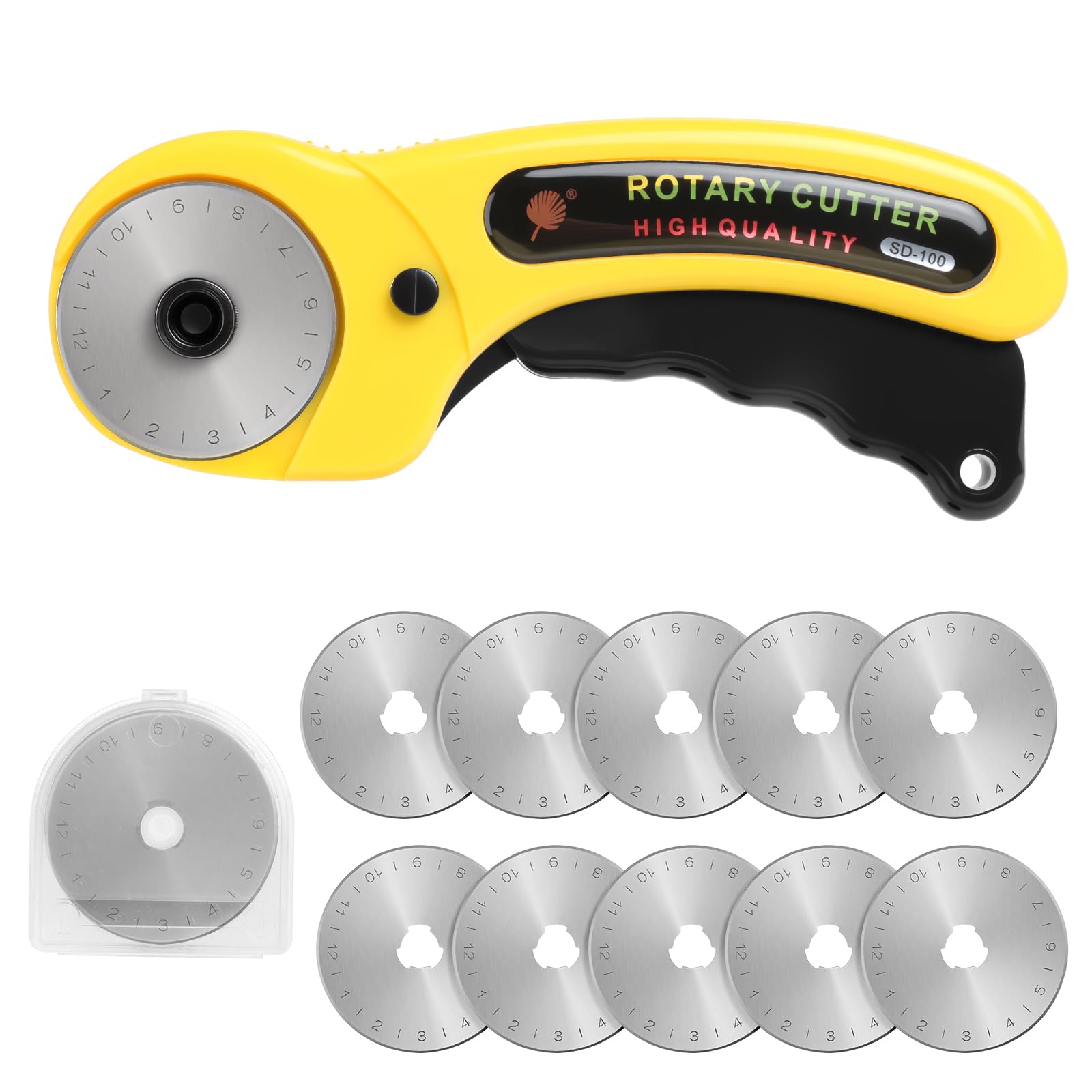 45mm Rotary Cutter for Fabric, Crafting Tools with 10Pcs Extra Blades