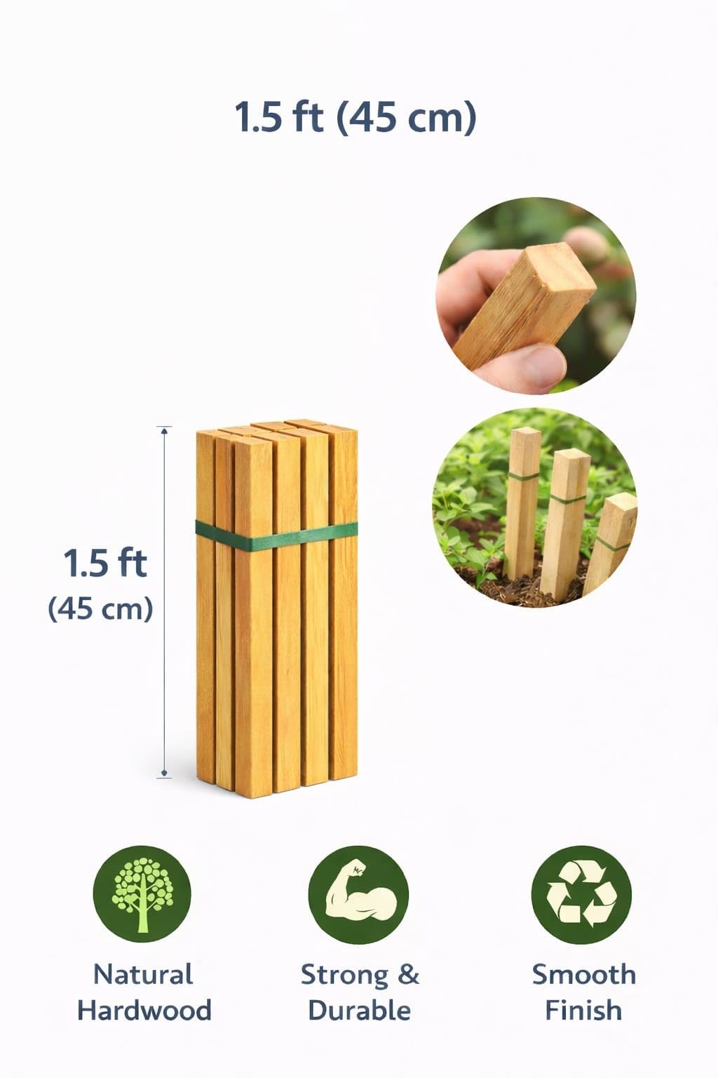 Teak Plant Support Sticks - 15 Pack -3