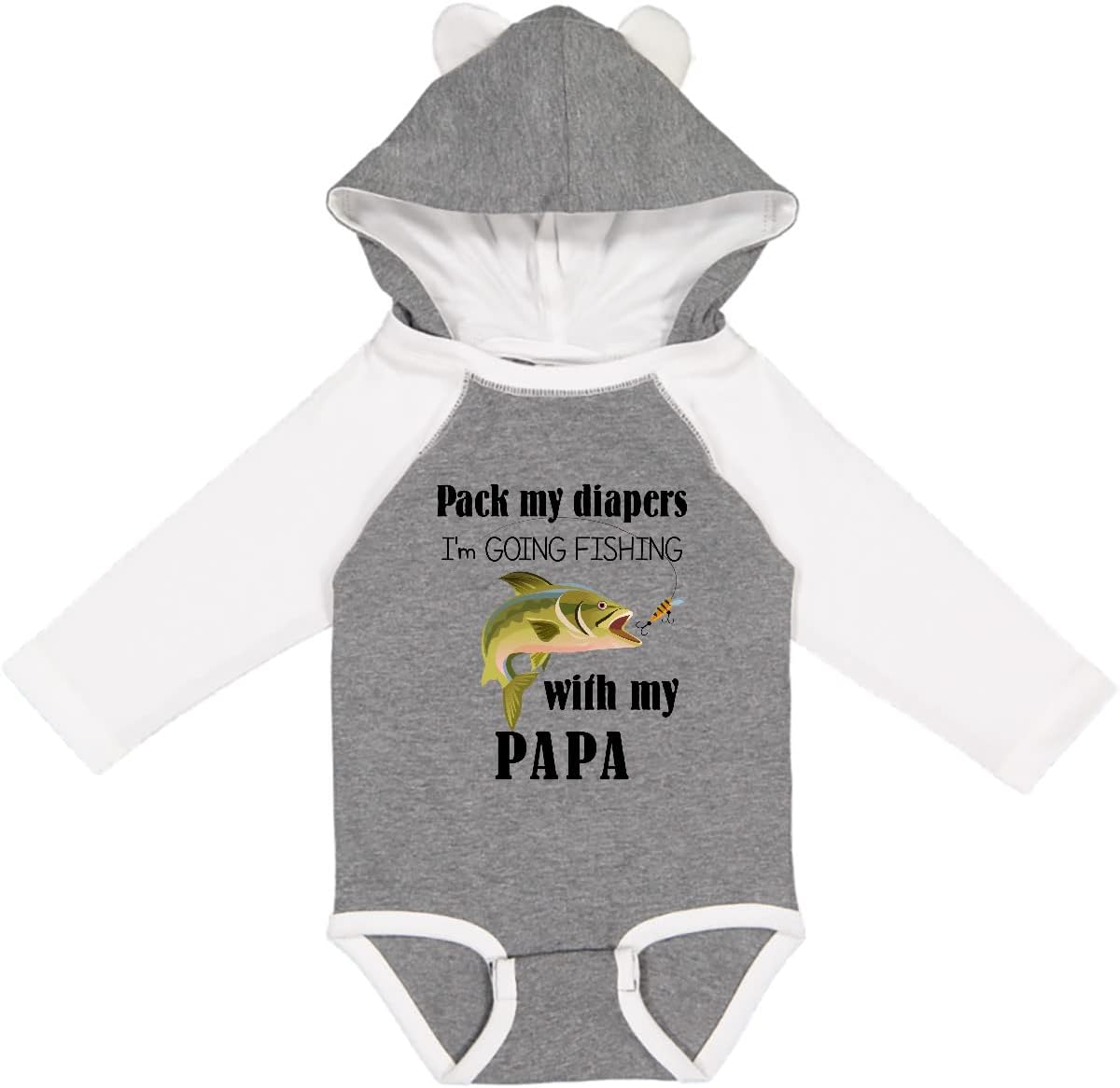 inktastic Pack My Diapers I Am Going Fishing with Papa Long Sleeve Creeper