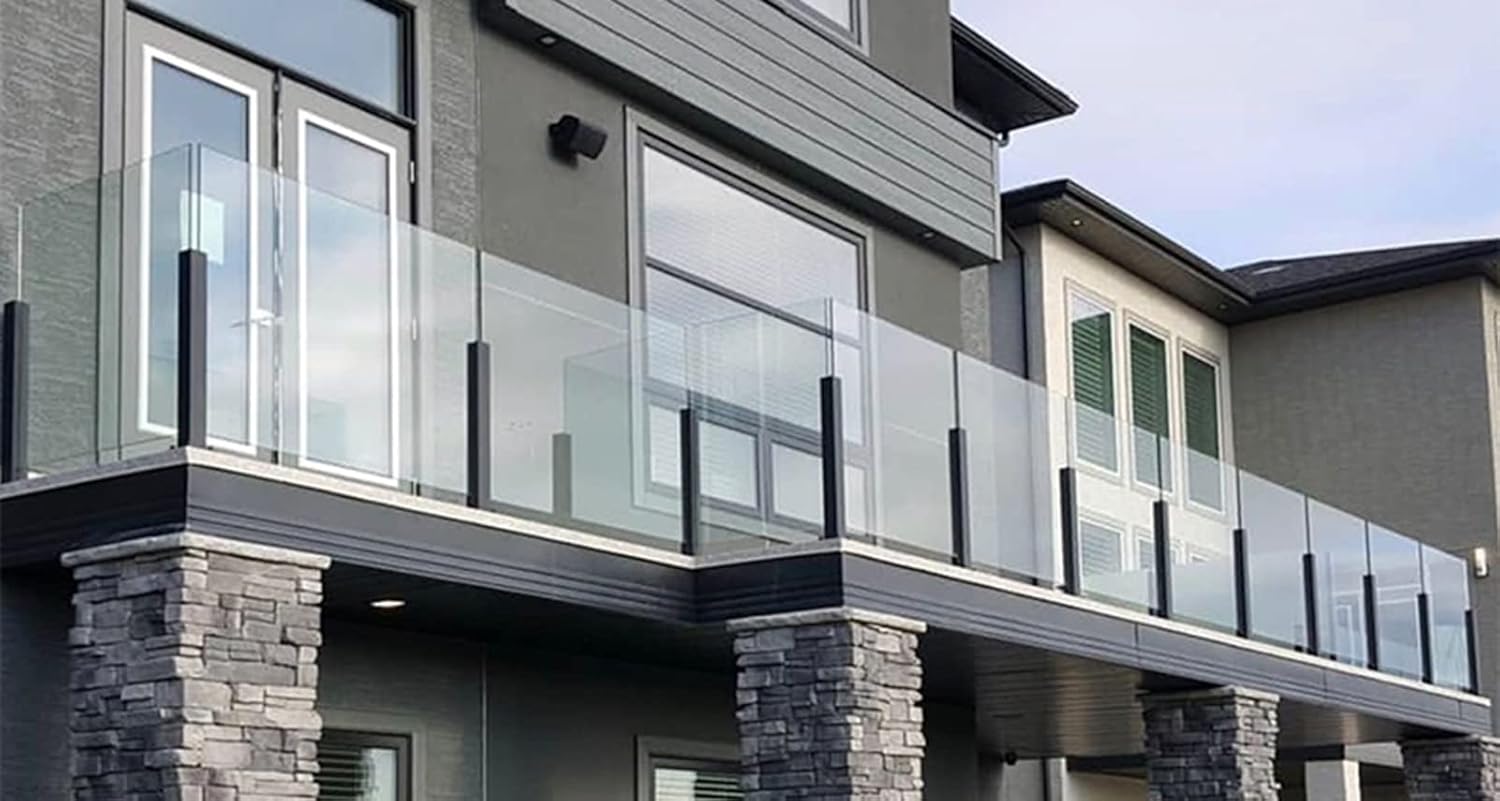 85/105cm Stainless Steel Balustrade Posts with Glass Clamps, Railing Fence Pole Handrail Garden Fencing, Fits 10-12mm Toughened Glass (Color : End Pole, Size : 85cm/33.5'')
