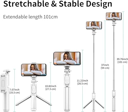 Miniatura 2 de Trípode para selfie stick con control remoto inalámbrico desmontable, 4 en 1 extensible portátil selfie stick y trípode para teléfono compatible con