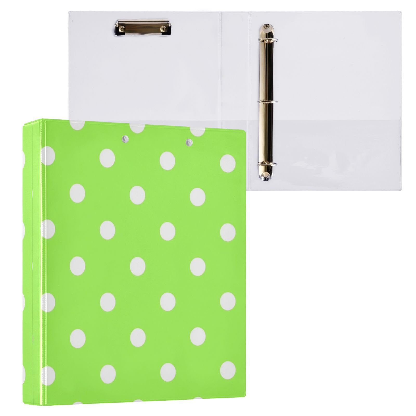 Carpeta de 3 anillas, carpeta de anillos en D blanco y verde lima, paquete de 2 | Con portapapeles y bolsillos, para escuela, universidad, oficina